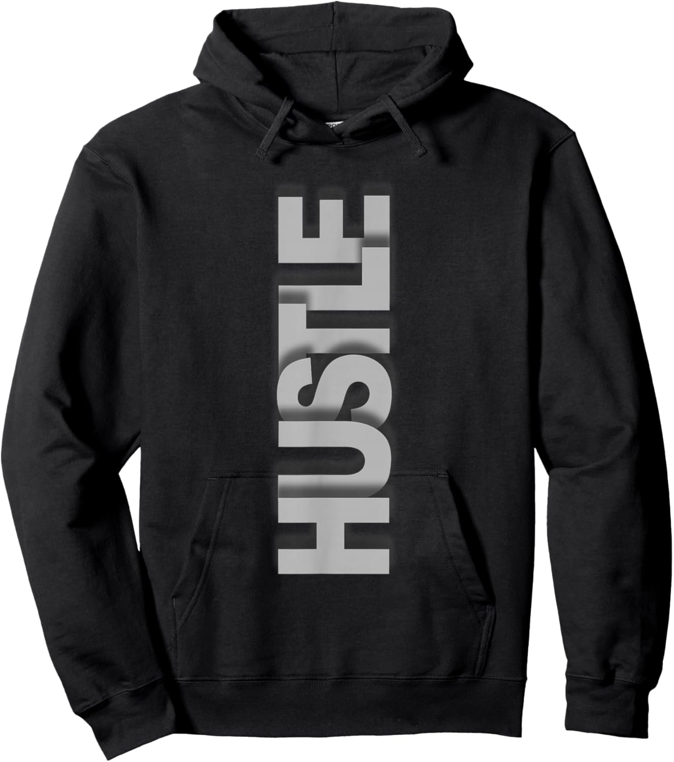 Grey Hustle Monochrome Color Graphic Hoodie - Hoodie | Black