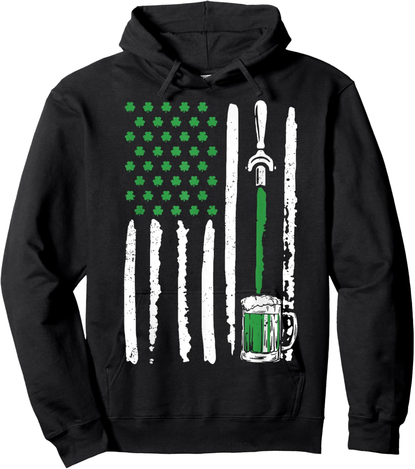 Irish American Flag Beer Shirt St Patricks Day Men Women Hoodie - Hoodie | Black