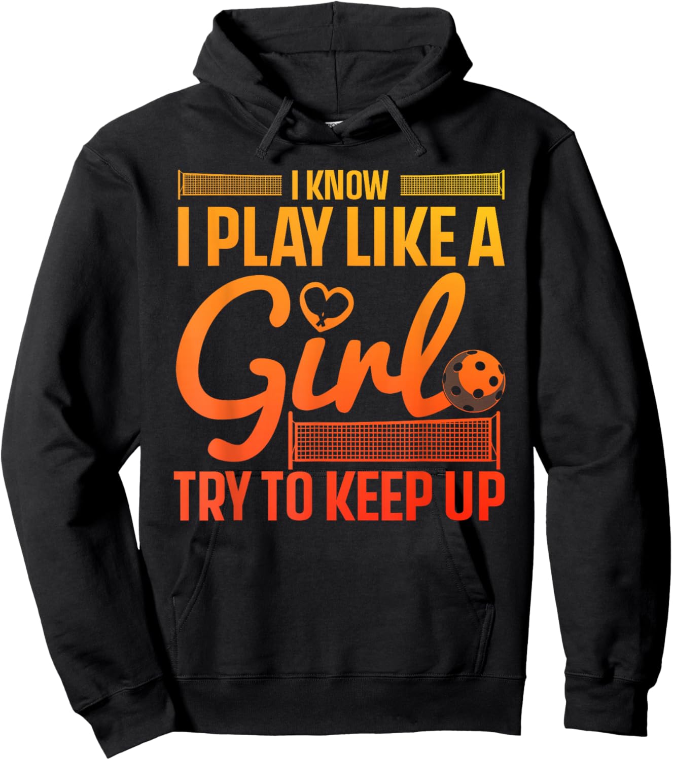Unique Pickleball Design Girls Pickle Ball Player Hoodie - Hoodie | Black