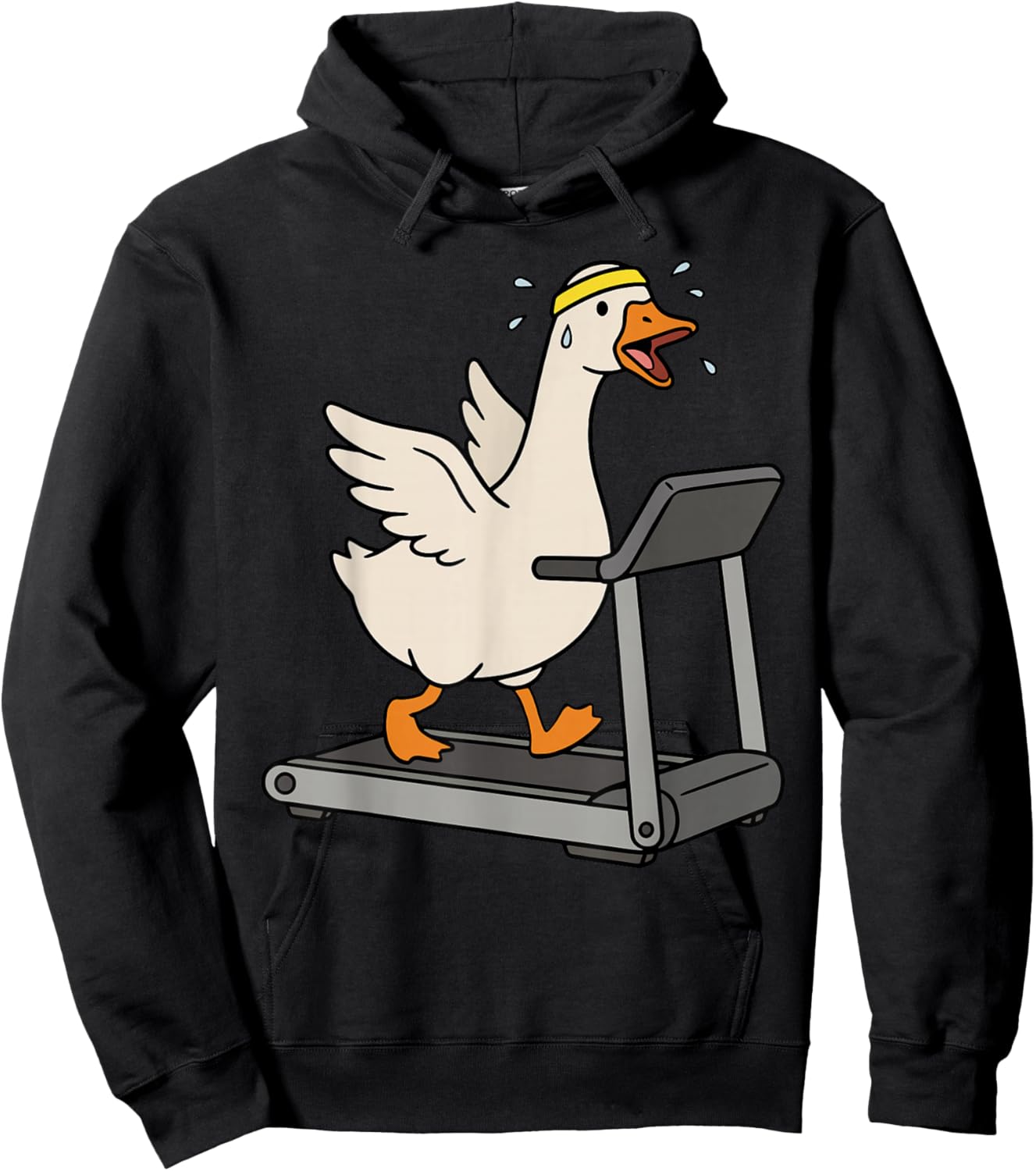 Funny Silly Goose Treadmill Workout Gym Cardio Fitness Humor Hoodie - Hoodie | Black