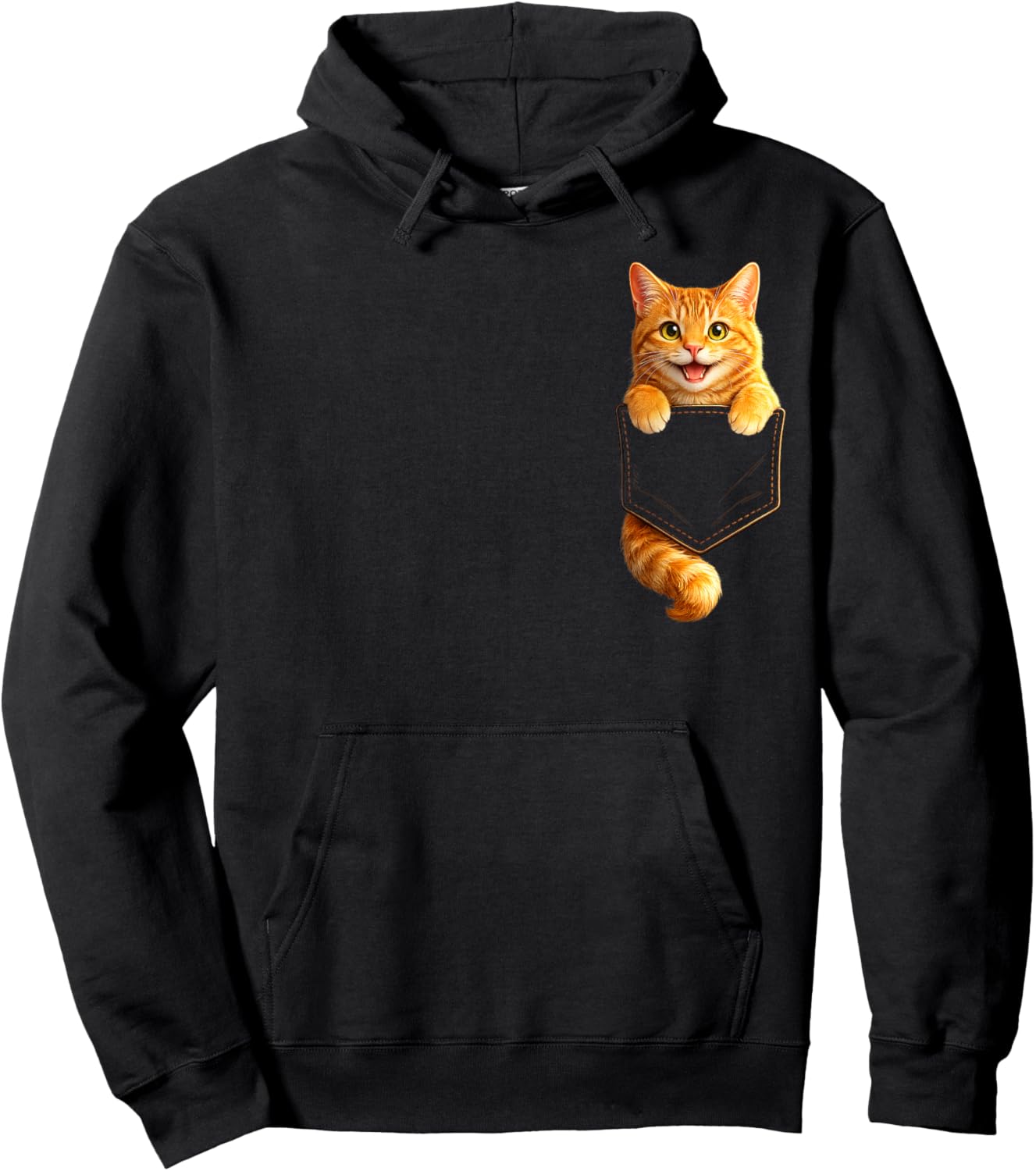 Cute Orange Pocket Kitty Funny Cat Lover Design Hoodie - Hoodie | Black