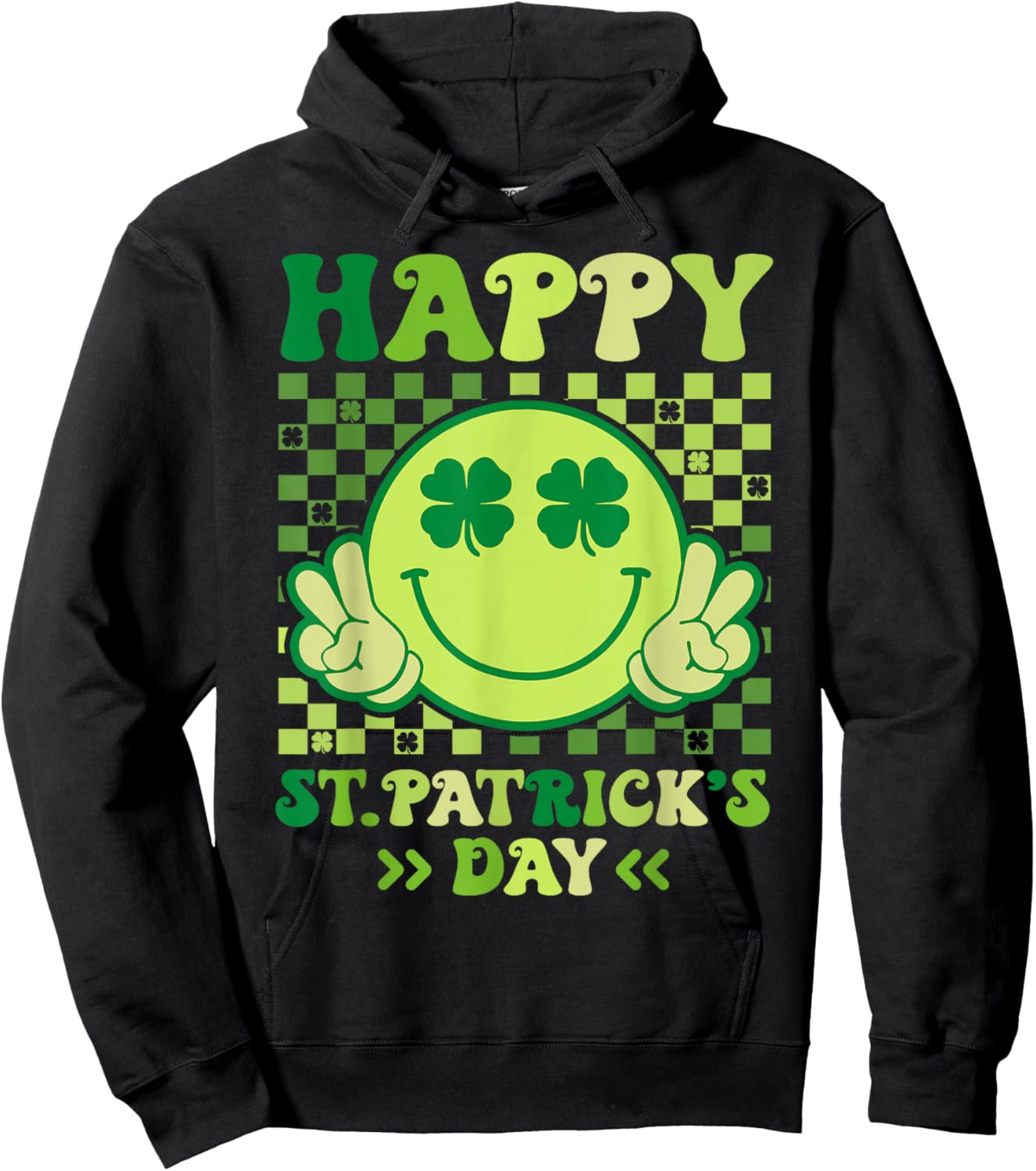 Happy St Patrick's Day Shamrock Saint Paddys Pattys Day Hoodie - Hoodie | Black