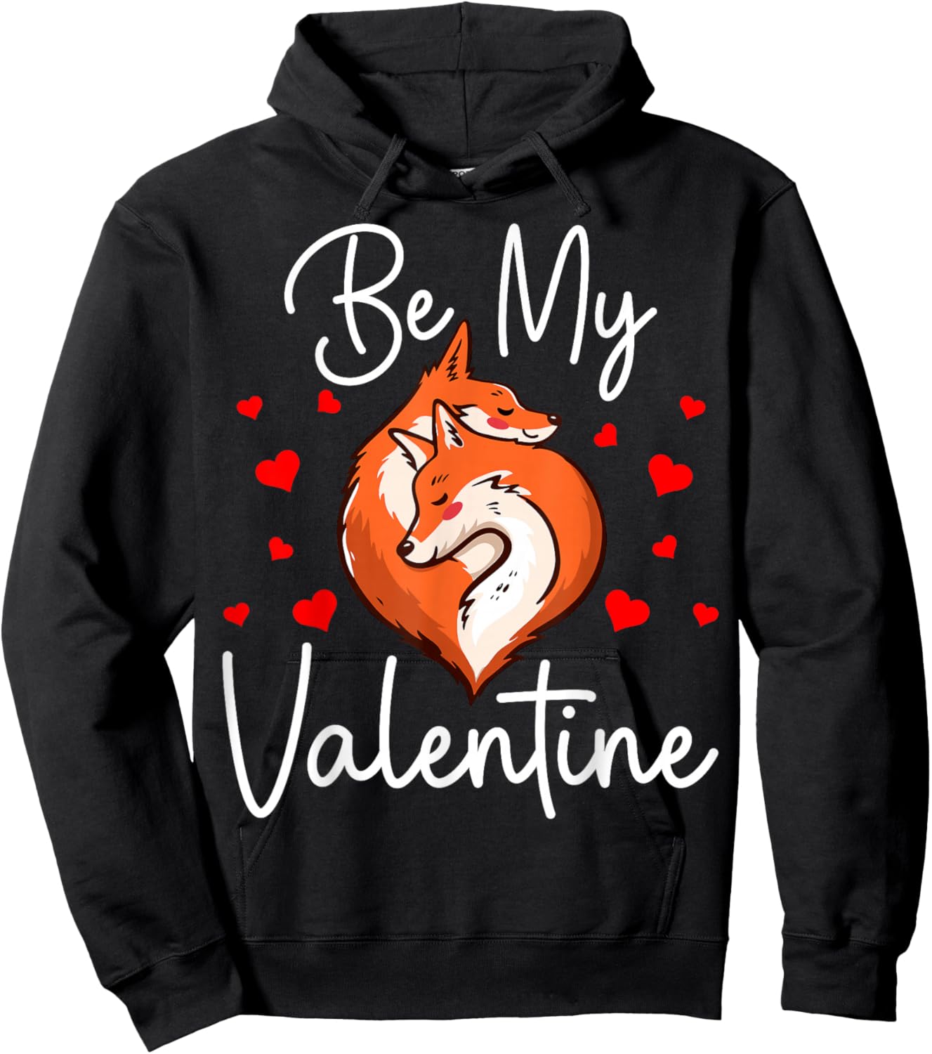 Be My Valentine Fox Lover Couple Valentine's Day Hoodie - Hoodie | Black