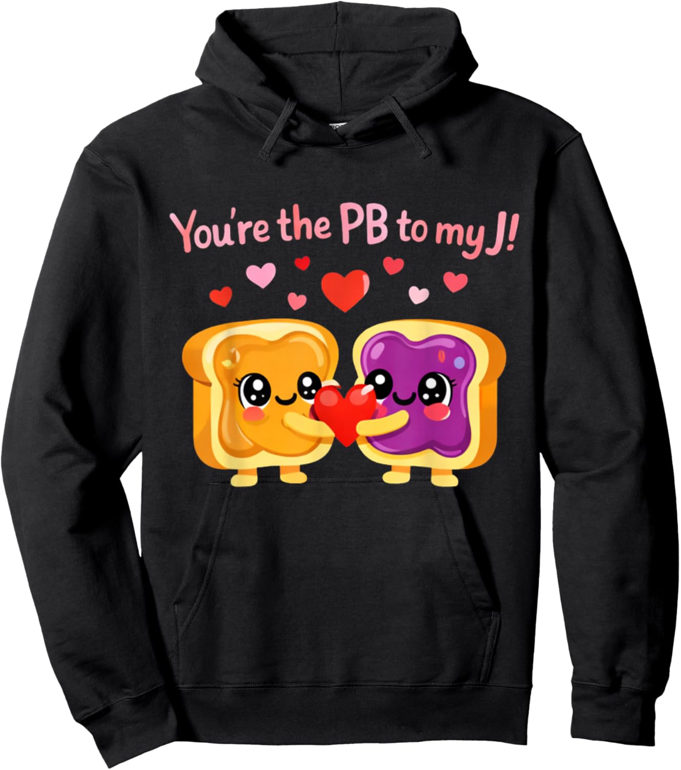 Funny Peanut Butter Jelly Couple Valentine Cute Food Love Hoodie - Hoodie | Black