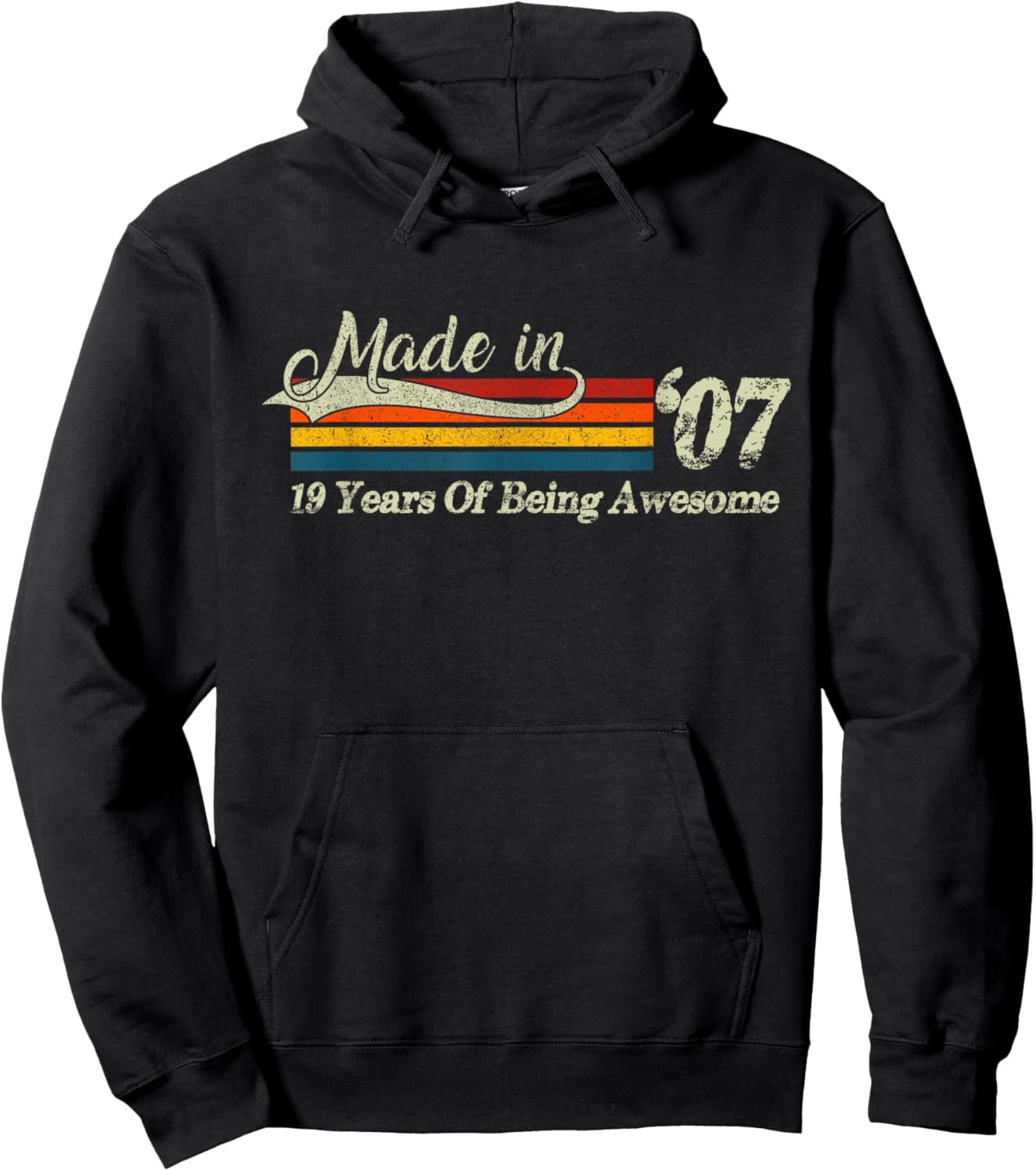 19th Birthday Gift Made in 2007 19 Years of Being Awesome Hoodie - Hoodie | Black