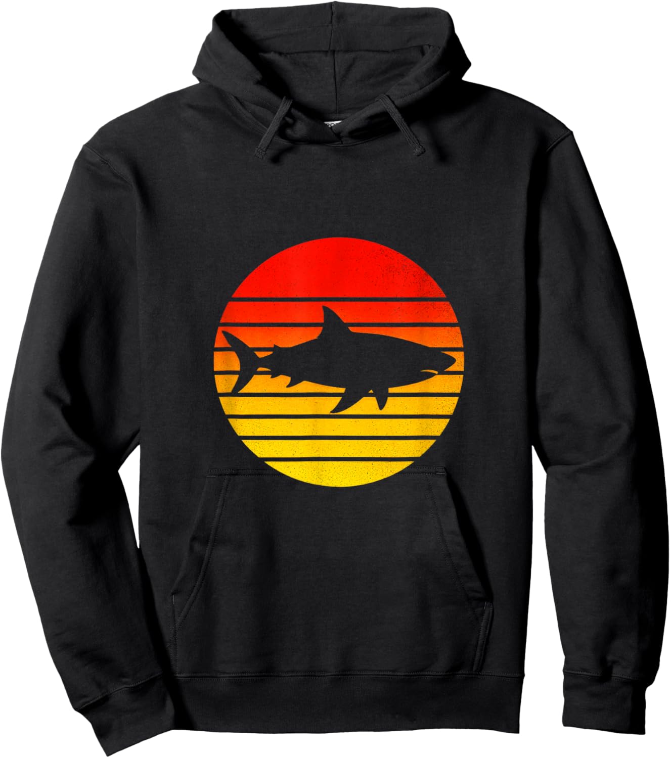 Shark Silhouette - Retro s Sunset Hoodie - Hoodie | Black