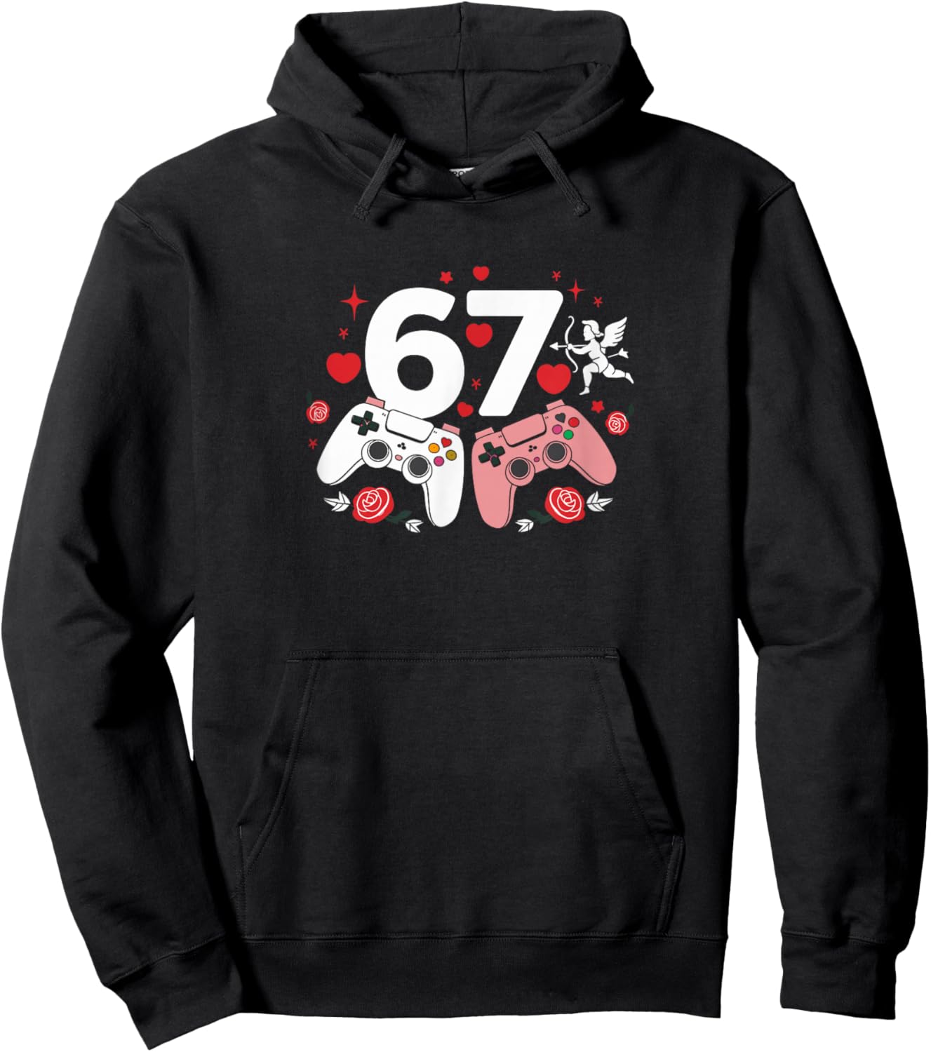 Valentines | Funny 6 Gamer 7 | Valentines Day Hoodie - Hoodie | Black