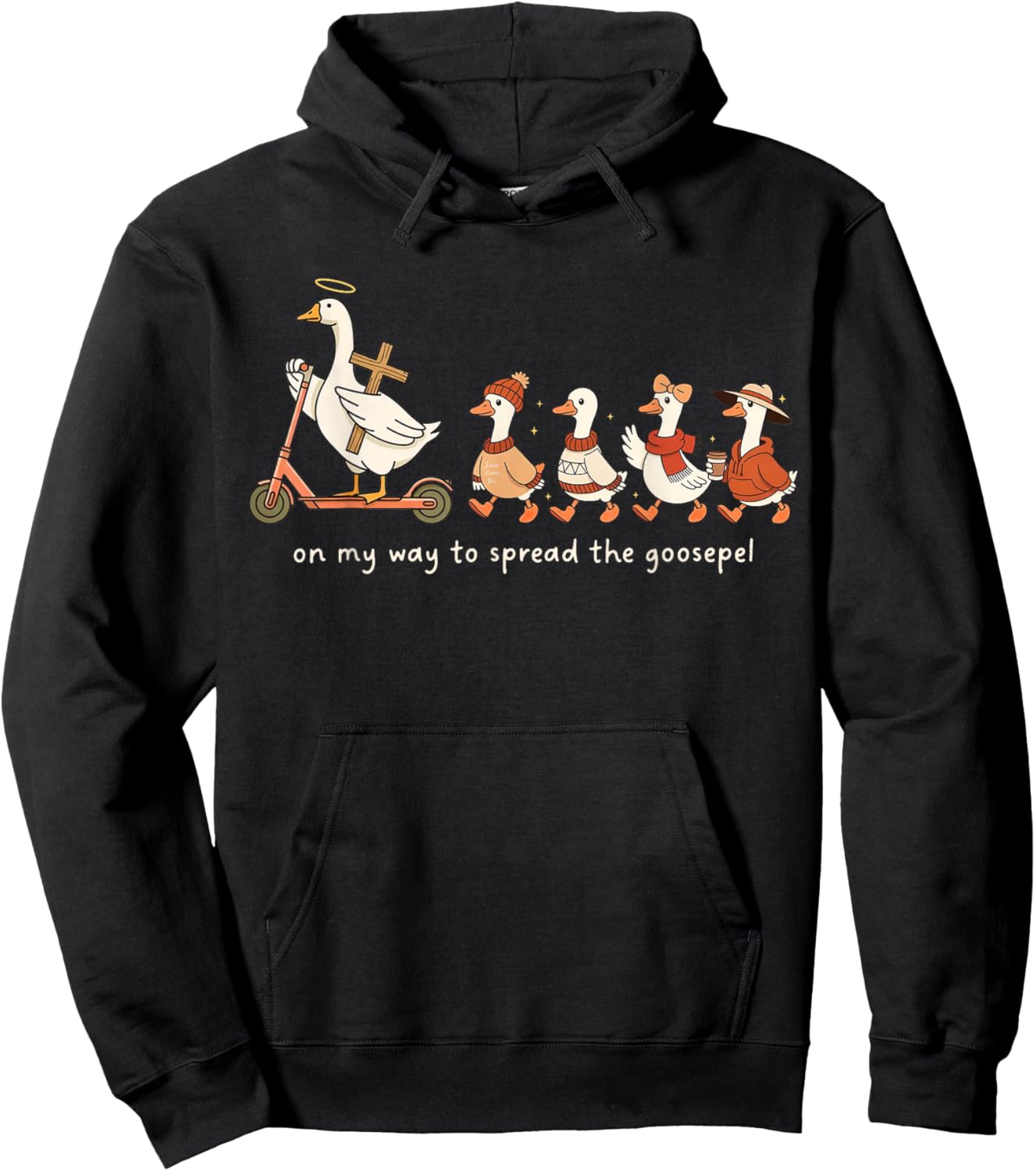 Funny Goose Fall Christian On My Way to Spread Goosepel Hoodie - Hoodie | Black