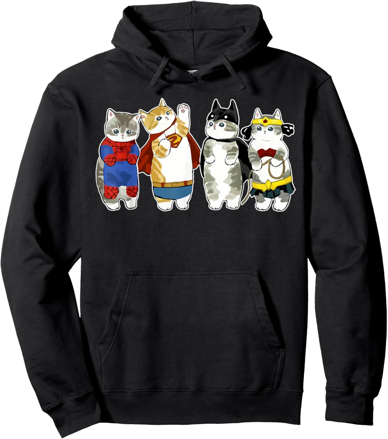 Superhero Cats Kitten Kitty Cats Lover Super Kitten Funny Hoodie - Hoodie | Black