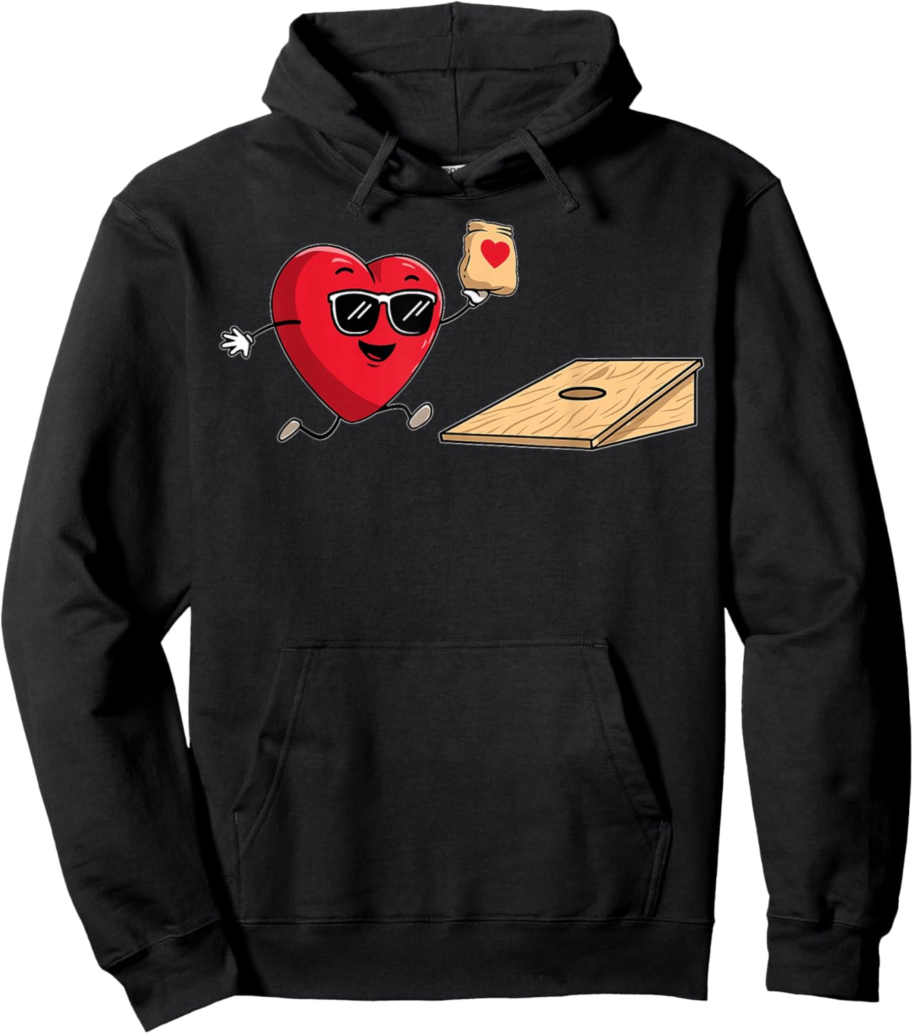 Cornhole Heart Team Player Valentine's Day Sunglasses Hoodie - Hoodie | Black