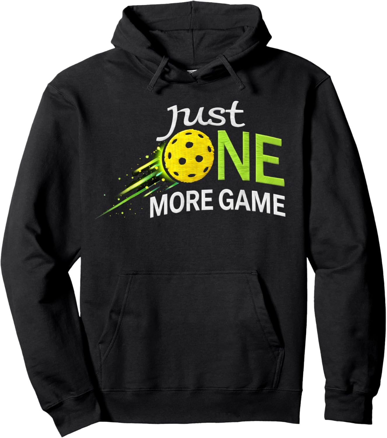 Just One More Game Pickleball Humor Typography Design Hoodie - Hoodie | Black