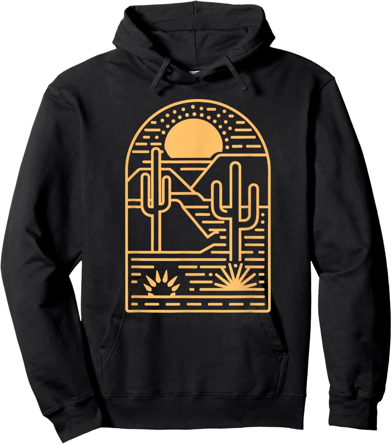 Desert Aesthetic Sunset Cacti Travel Wanderlust Hoodie - Hoodie | Black