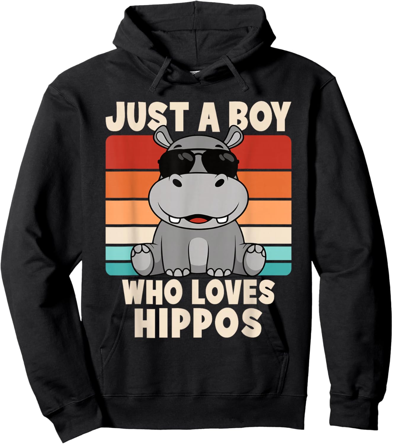 Just A Boy Who Loves Hippos Funny Hippopotamus Boys Kids Hoodie - Hoodie | Black