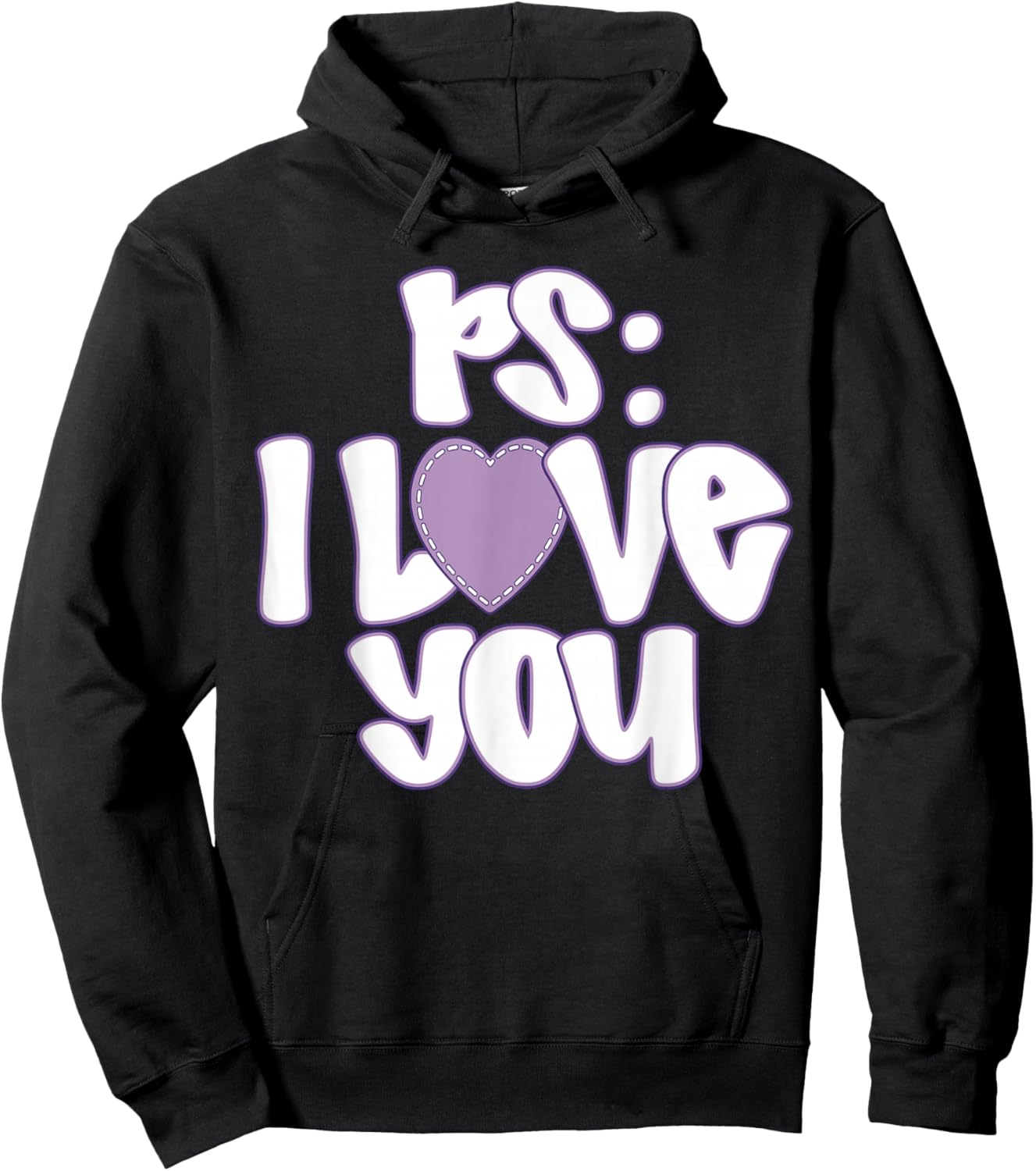 PS I Love You Day Valentine's Day Purple Heart Women Men Kid Hoodie - Hoodie | Black