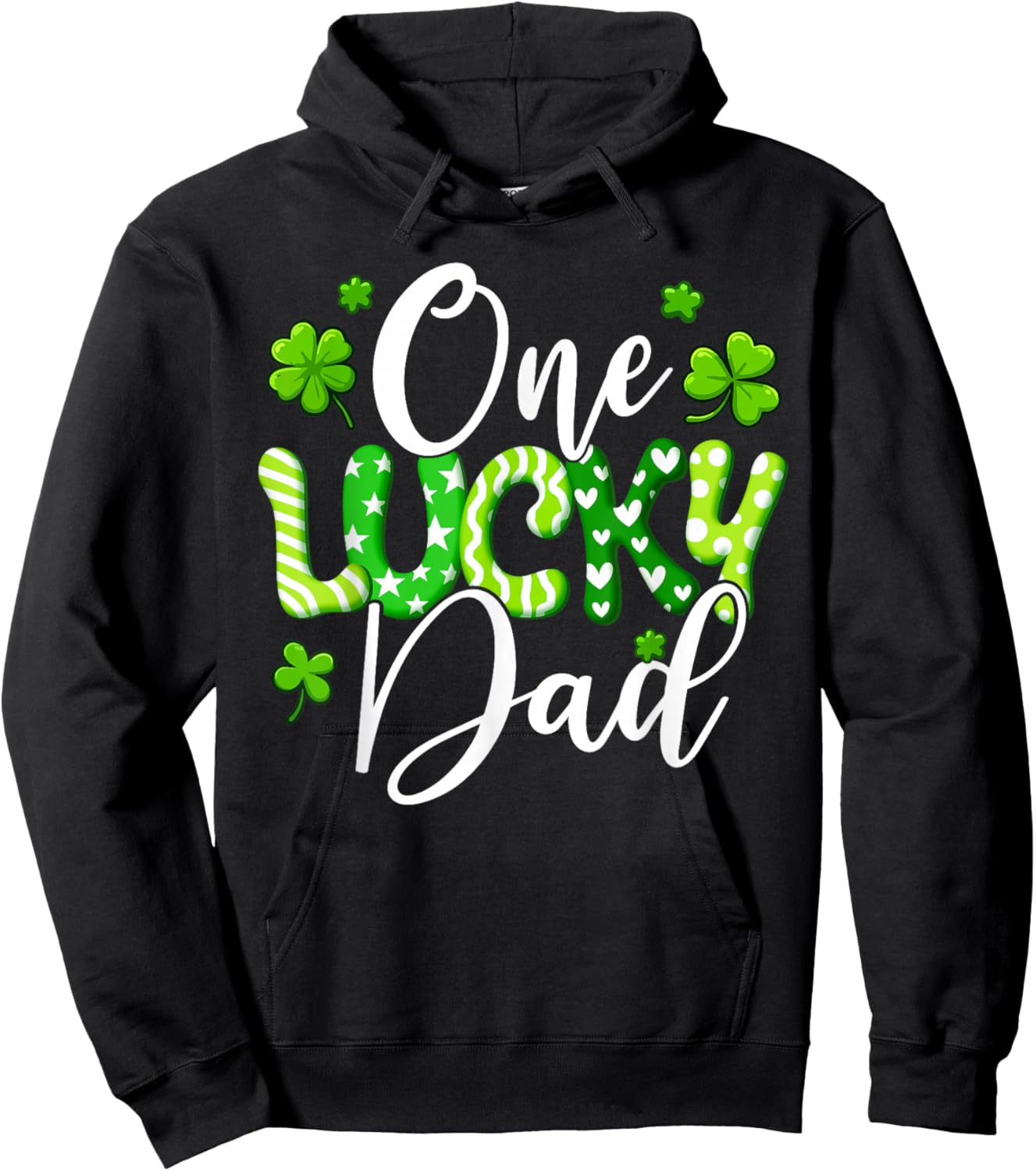 One Lucky Dad Shamrock Dad St Patrick's Day Hoodie - Hoodie | Black