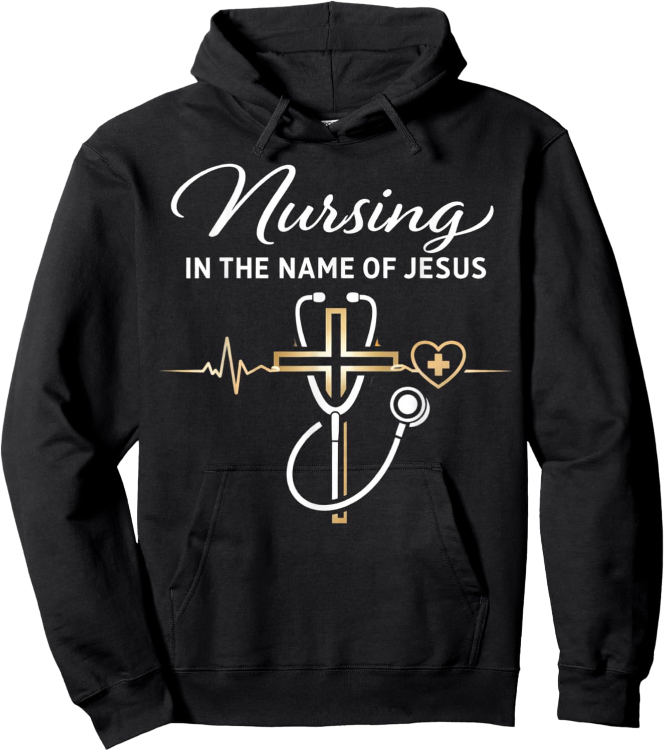 Nursing in The Name of Jesus Christian Nurse Hoodie - Hoodie | Black