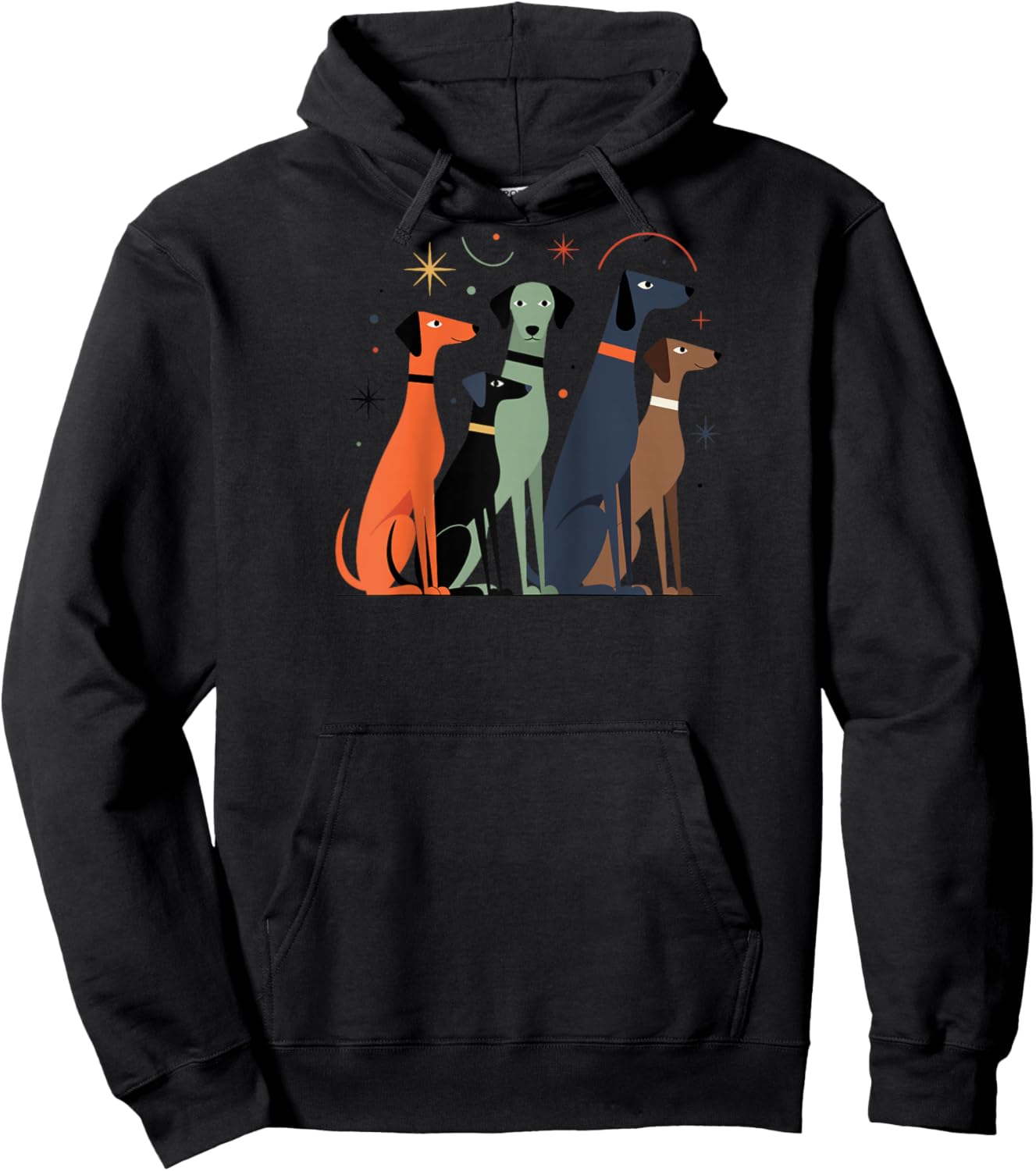 Retro Mid-Century, Modern Dogs, Atomic Age, 50s & 60s Style Raglan Baseball Hoodie - Hoodie | Black
