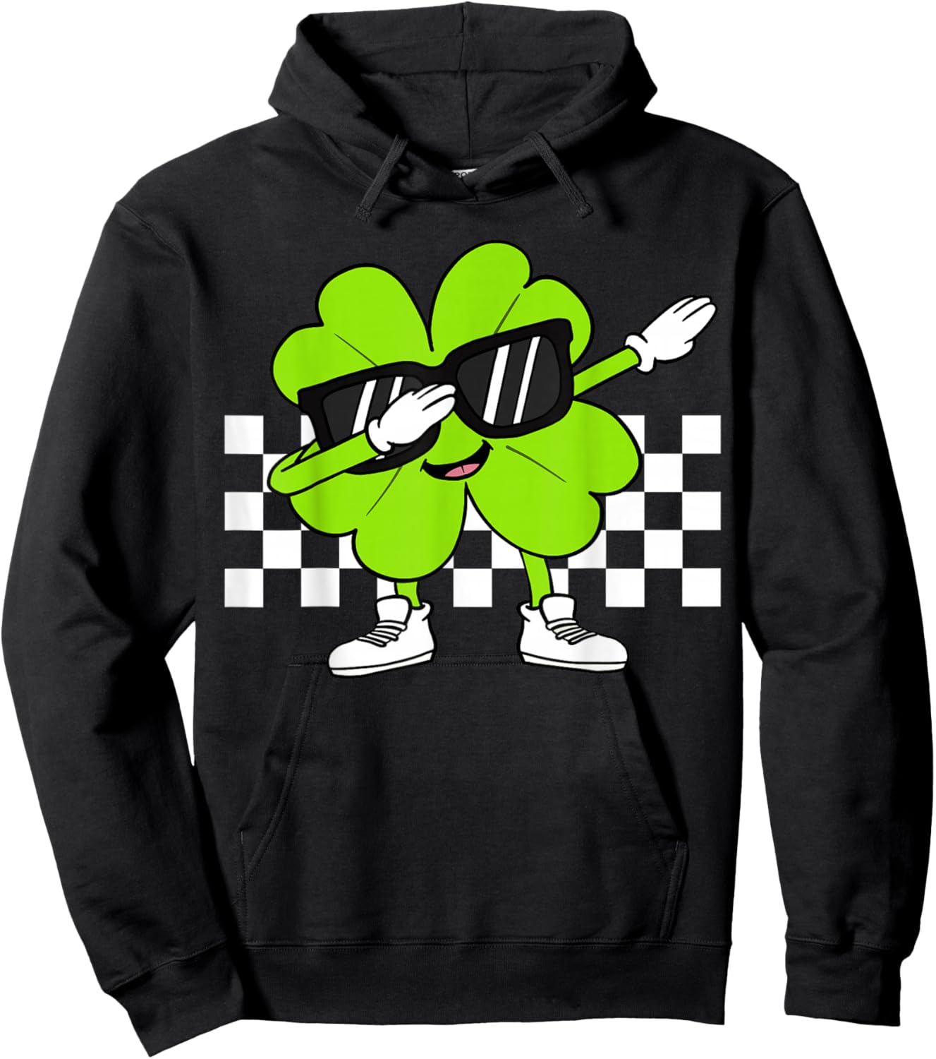 Boys St Patricks Day Toddler Lucky Dabbing Shamrock Clover Hoodie - Hoodie | Black