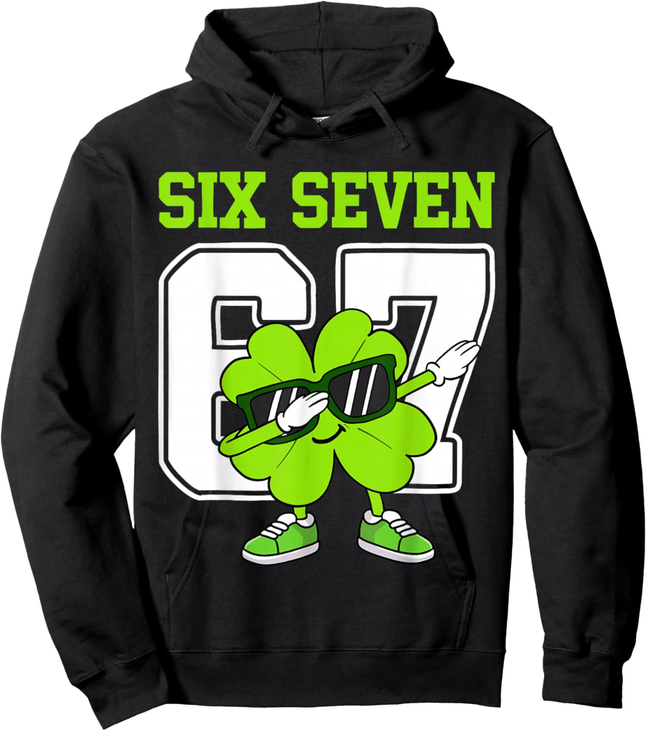 Boys St Patricks Day Dabbing Shamrock Clover 67 Six Seven Hoodie - Hoodie | Black