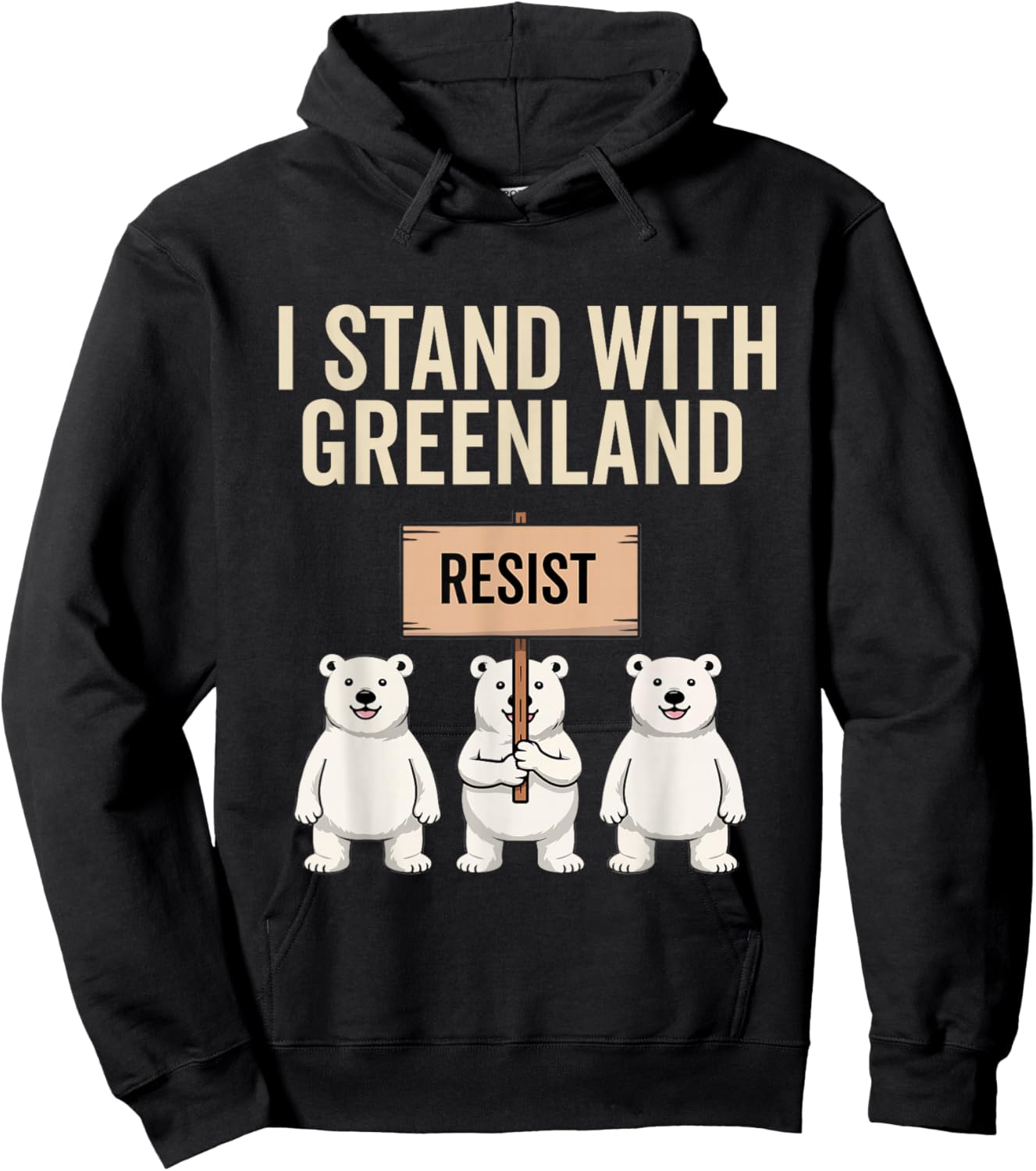 I Stand with Greenland Protest Polar Bear Greenland Denmark Hoodie - Hoodie | Black