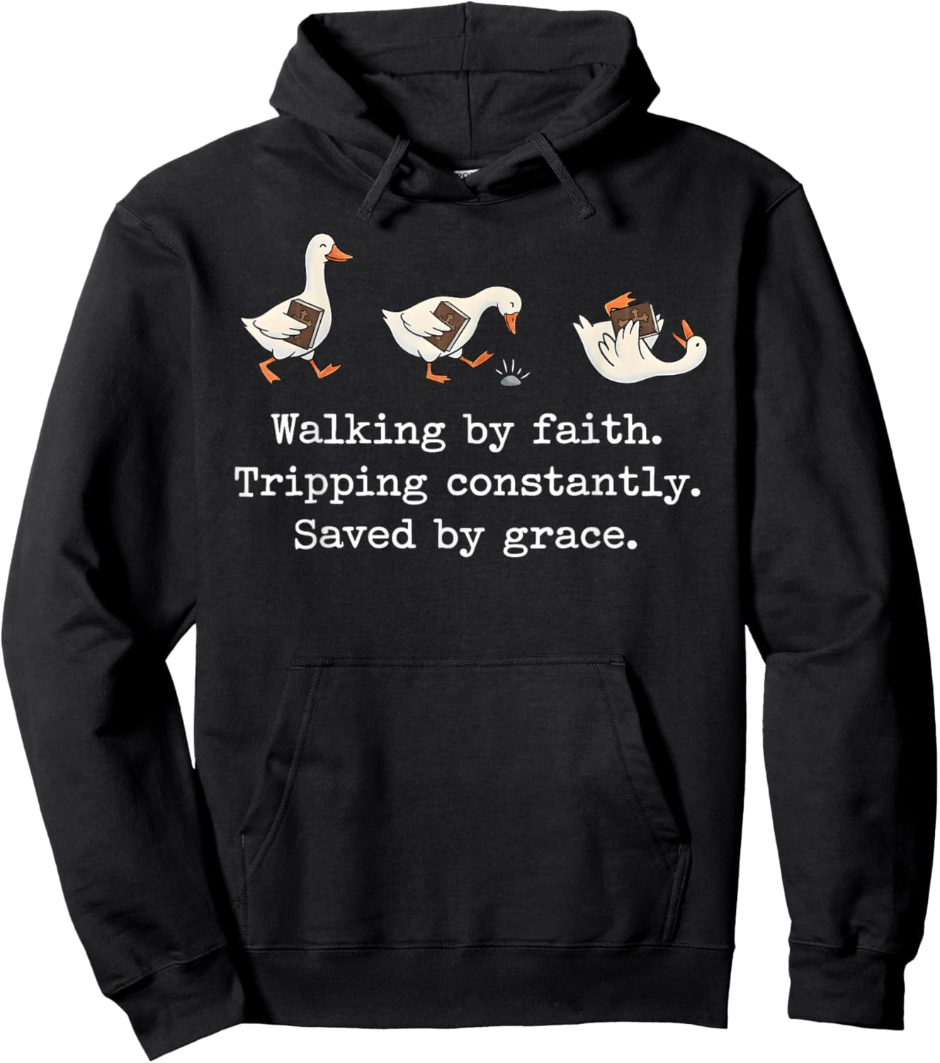 Walking by Faith Tripping Constantly Saved by Grace Hoodie - Hoodie | Black