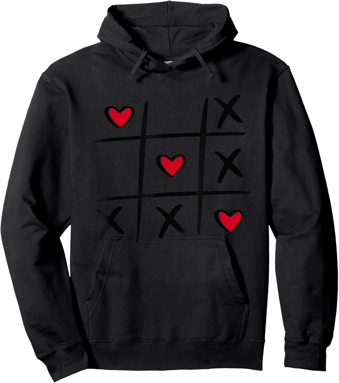 Valentine Heart Tic Tac Toe Hoodie - Hoodie | Black