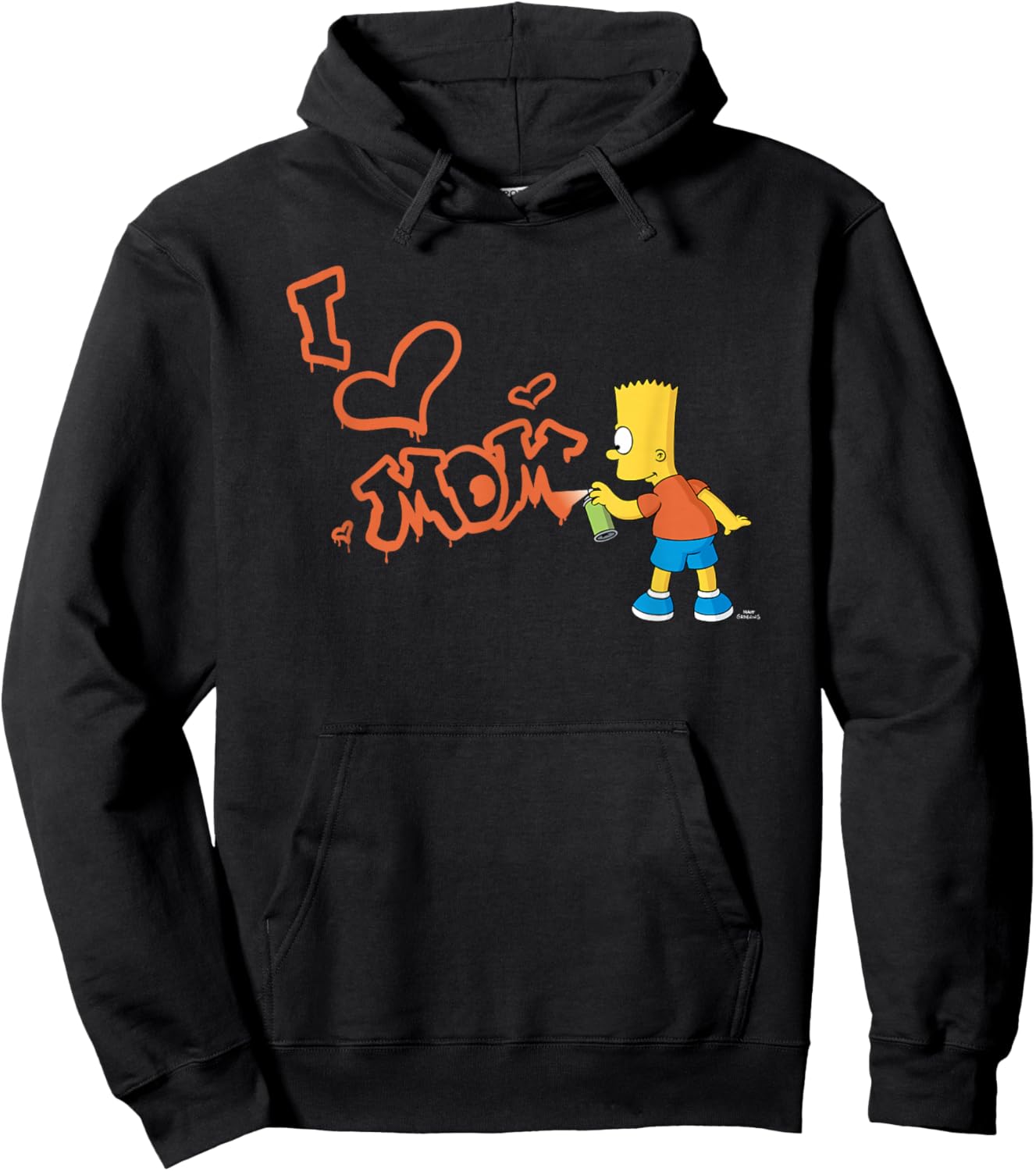 The Simpsons Mother's Day Bart I Love Mom Graffiti Hoodie - Hoodie | Black