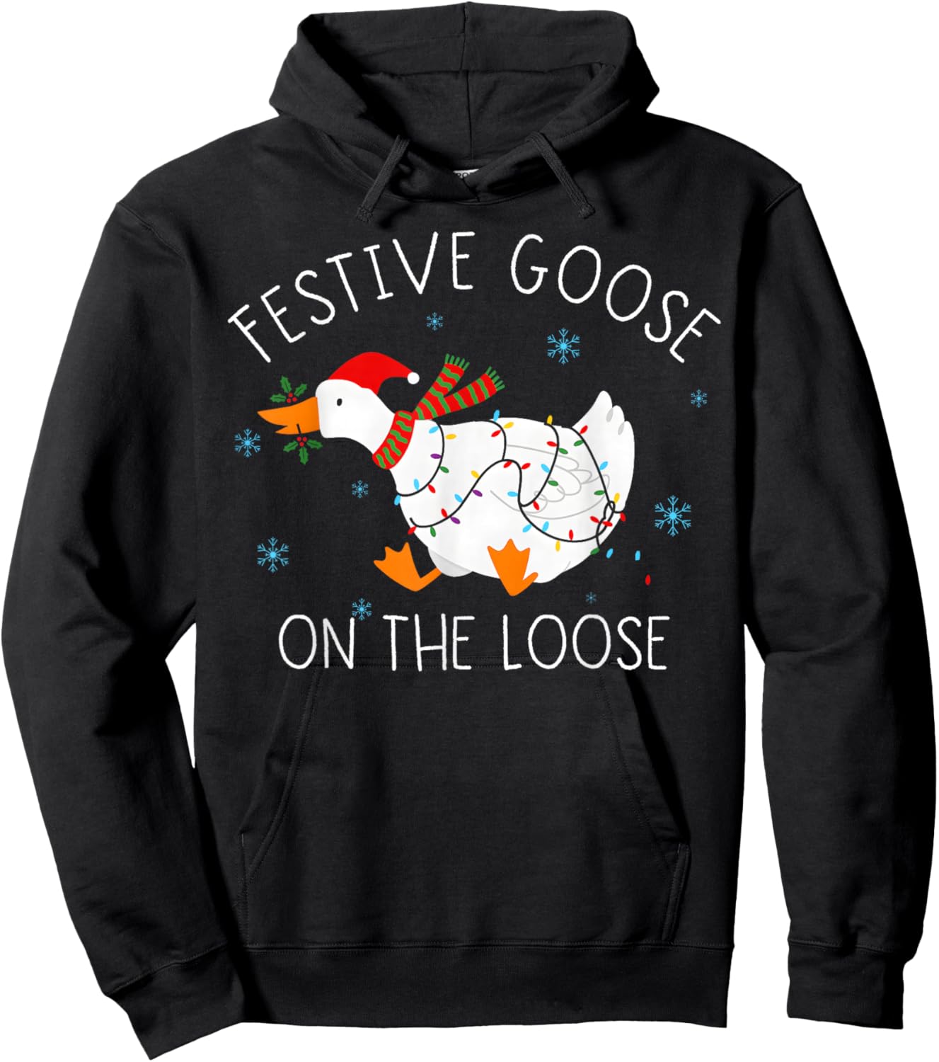 Vintage Funny Festive Goose on The Loose Christmas Xmas Hoodie - Hoodie | Black