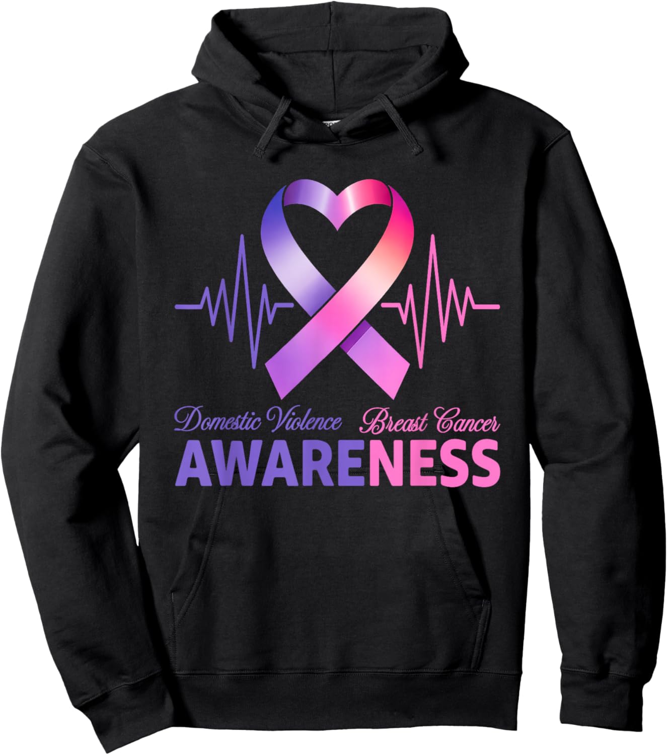 Domestic Violence & Breast Cancer Awareness Month Support Hoodie - Hoodie | Black