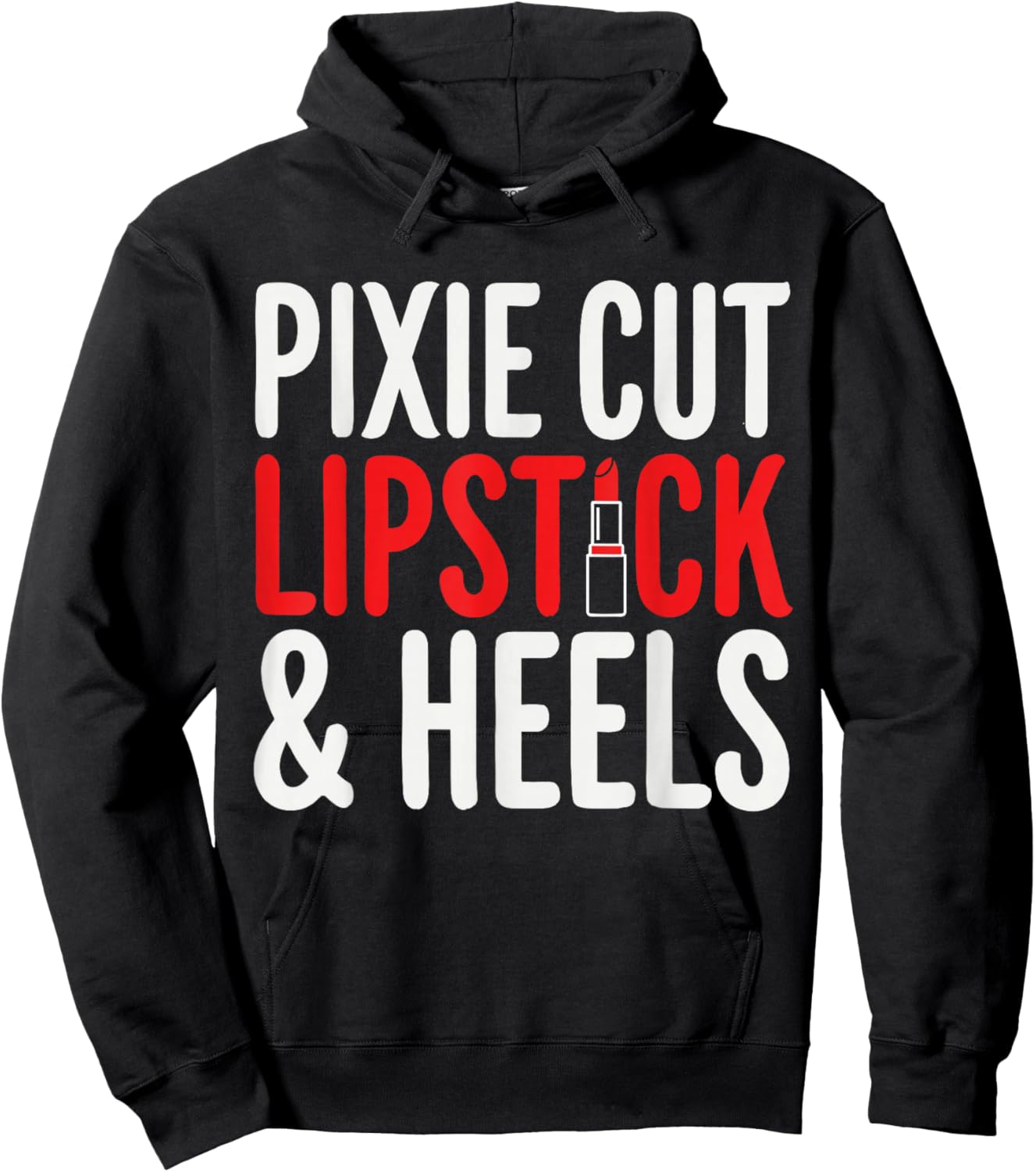 Pixie Cut Lipstick and Heels Hoodie - Hoodie | Black