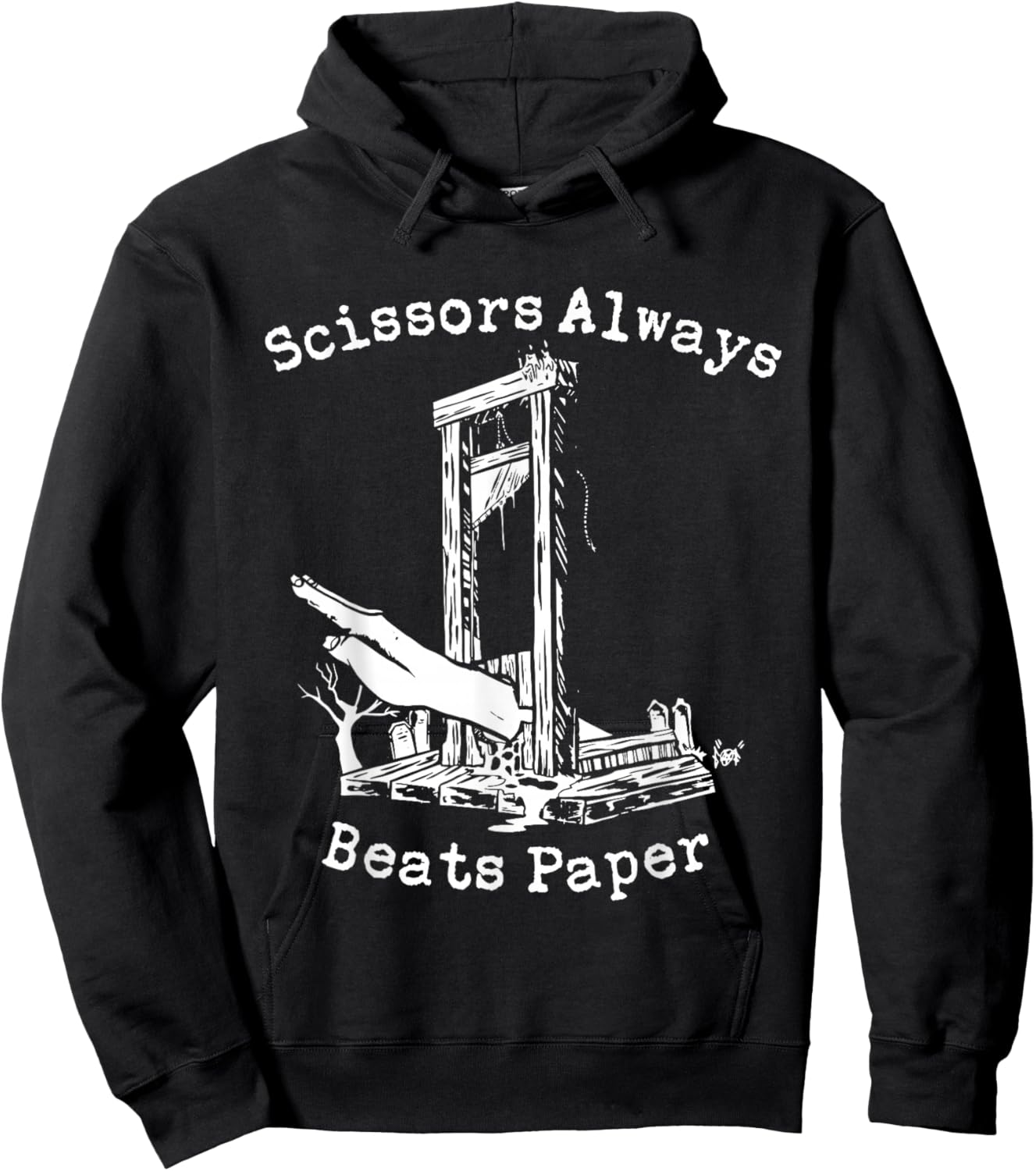 Scissors Always Beats Paper - Game Goth Culture Guillotine Hoodie - Hoodie | Black