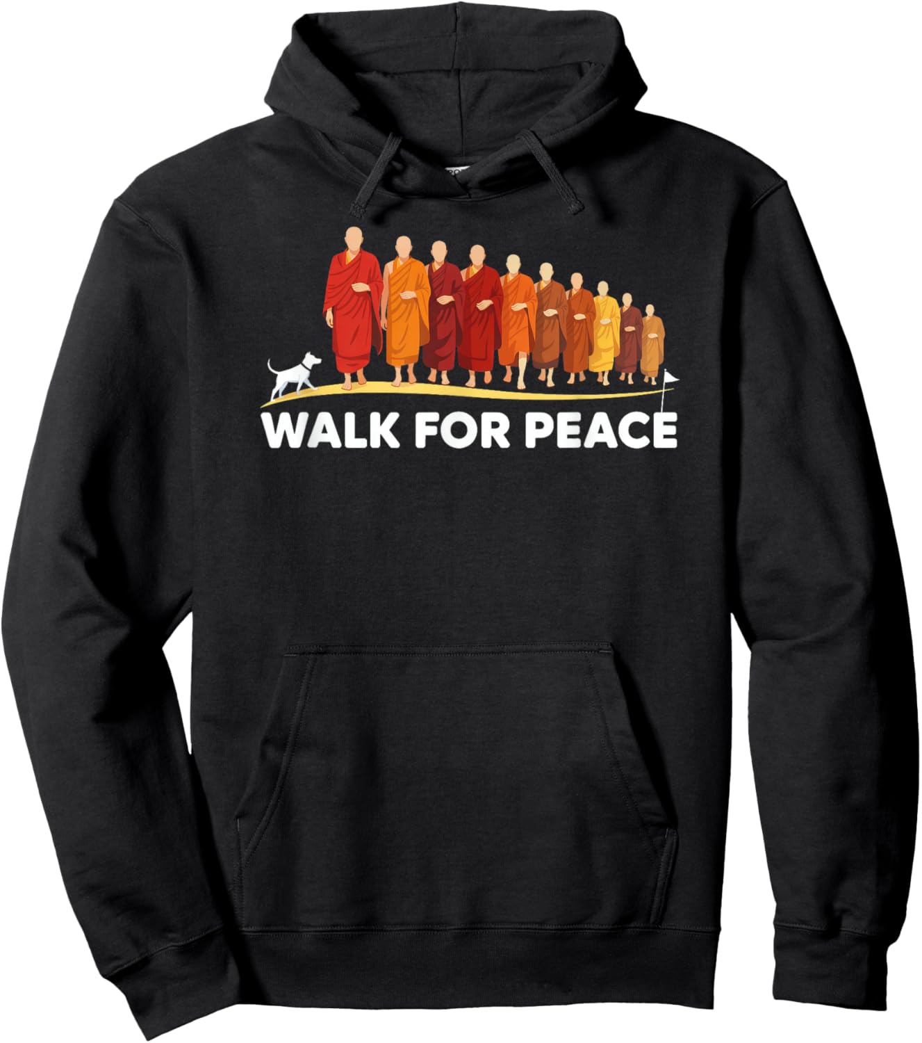 Walk for Peace Monks with Aloka Dog Hoodie - Hoodie | Black