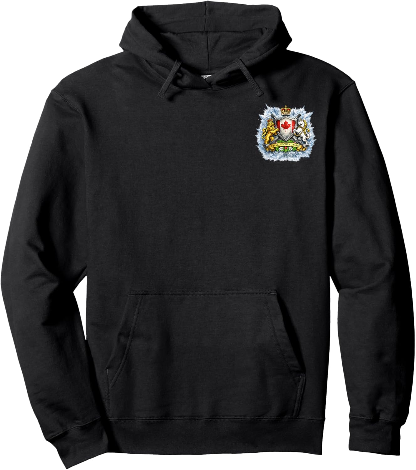 Canadian Ice Hockey Player with Flag Snow Burst Hoodie - Hoodie | Black