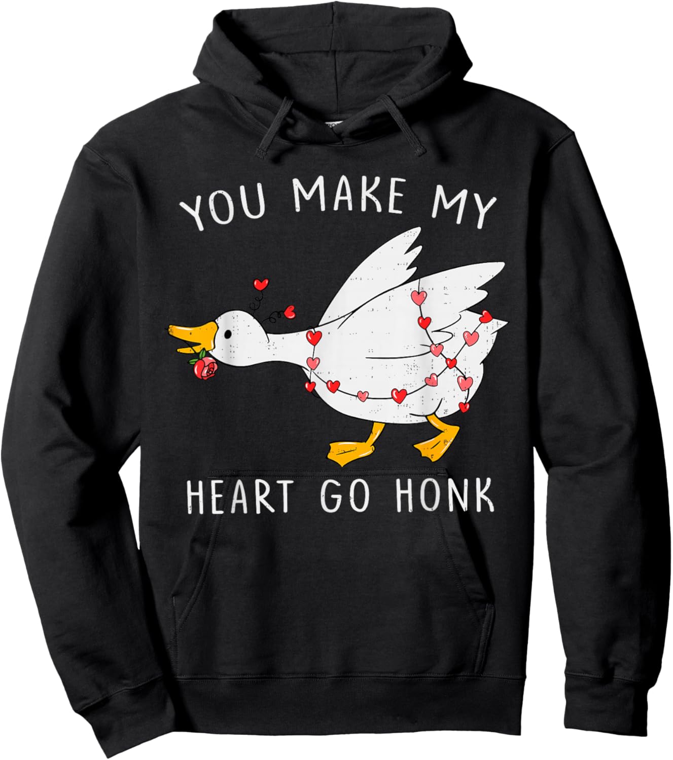 Go Honk Goose Heart Funny Valentines Day Couple Men Women Hoodie - Hoodie | Black