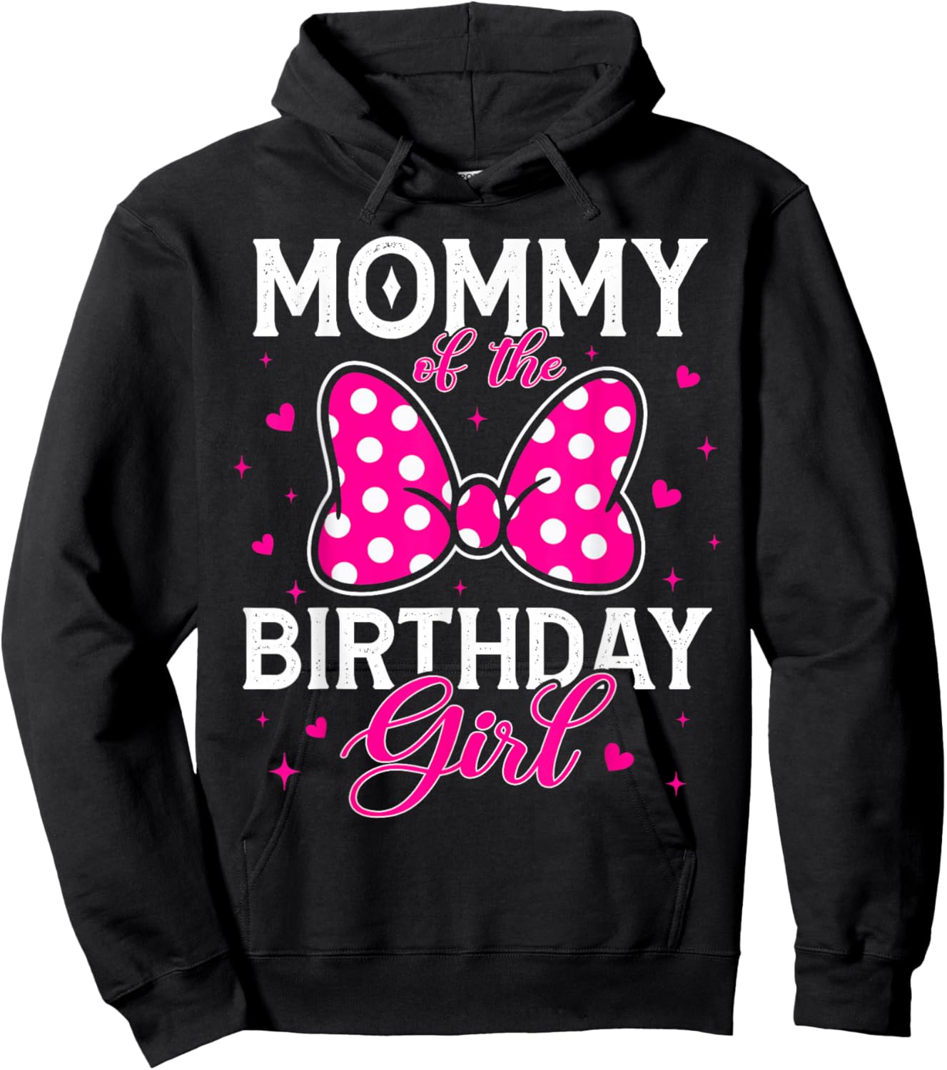 Mommy of The Birthday Girl Cute Pink Bow Family Matching Hoodie - Hoodie | Black