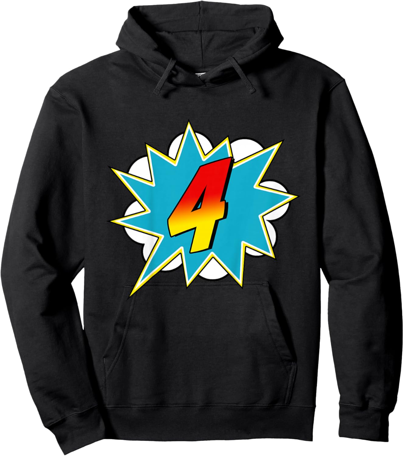 4-4th Birthday Superhero Four Years Old Comic Book Hoodie - Hoodie | Black