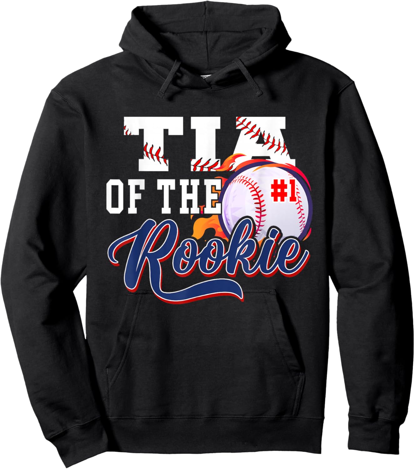 Tia Rookie of Year 1st Birthday Baseball Theme Matching Hoodie - Hoodie | Black