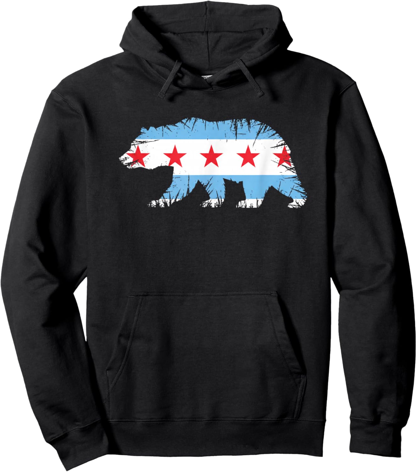 Chicago Flag Rustic City Pride Illinois Animal Hoodie - Hoodie | Black