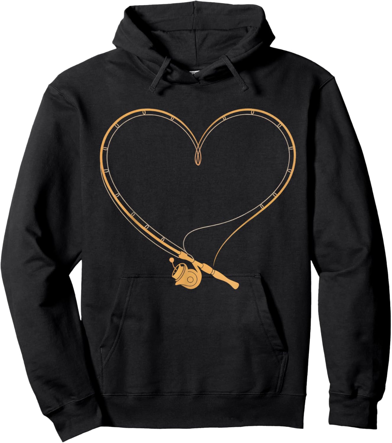 Fishing Rod Heart Valentine's Day Fisherman Love Bass Angler Hoodie - Hoodie | Black