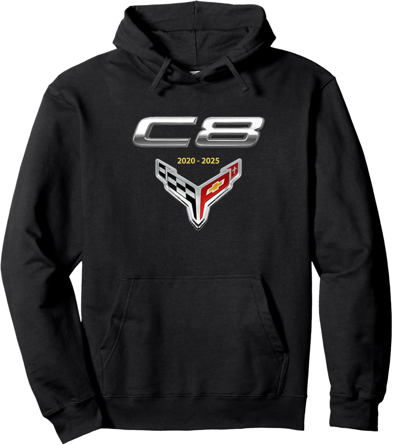 C8 CAR Badge Emblem 2020-2025, American Muscle Sports CAR Hoodie - Hoodie | Black