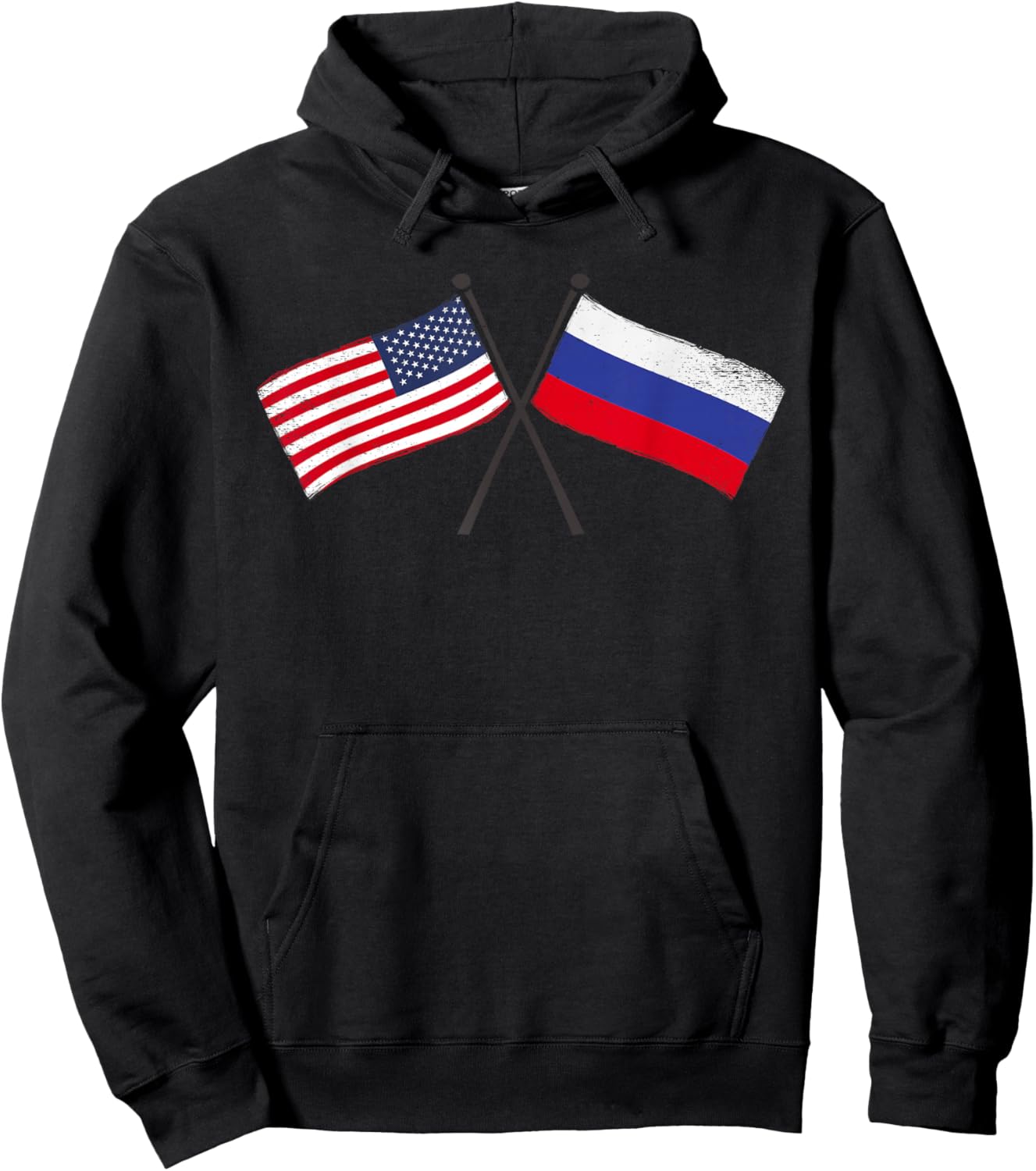 USA Russia Crossed Flags American Russian Friendship Hoodie - Hoodie | Black