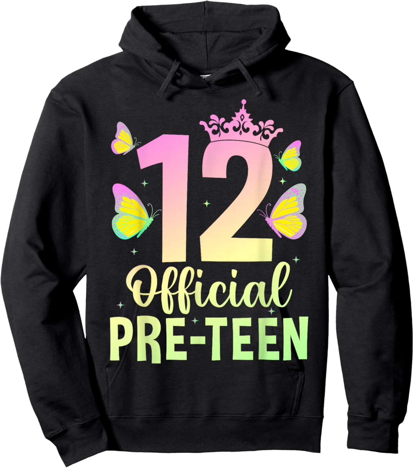 12 Official Pre-Teen Birthday Girl Crown 12th Birthday Party Hoodie - Hoodie | Black