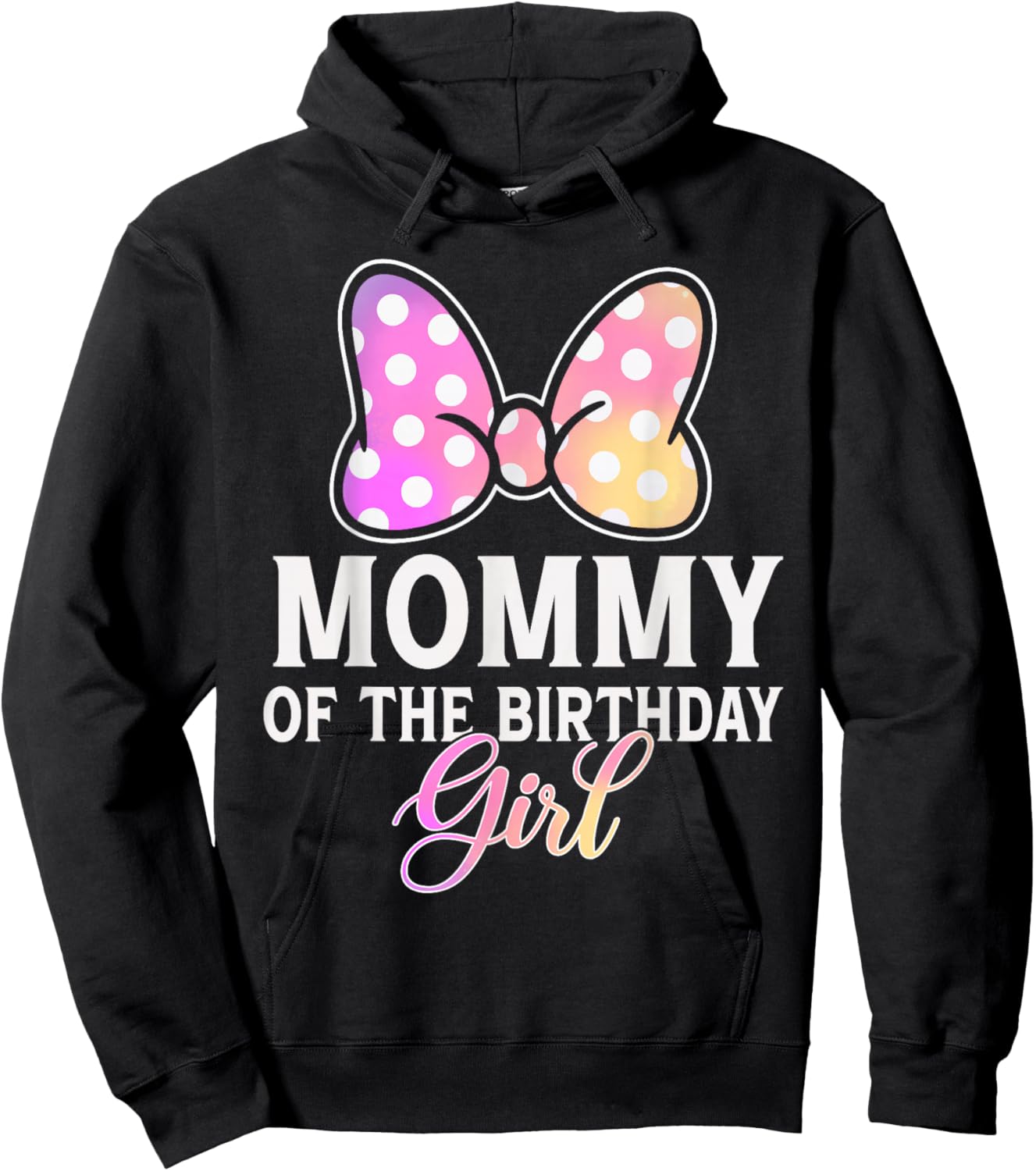 Mommy of The Birthday Girl Cute Pink Bow Family Matching Hoodie - Hoodie | Black