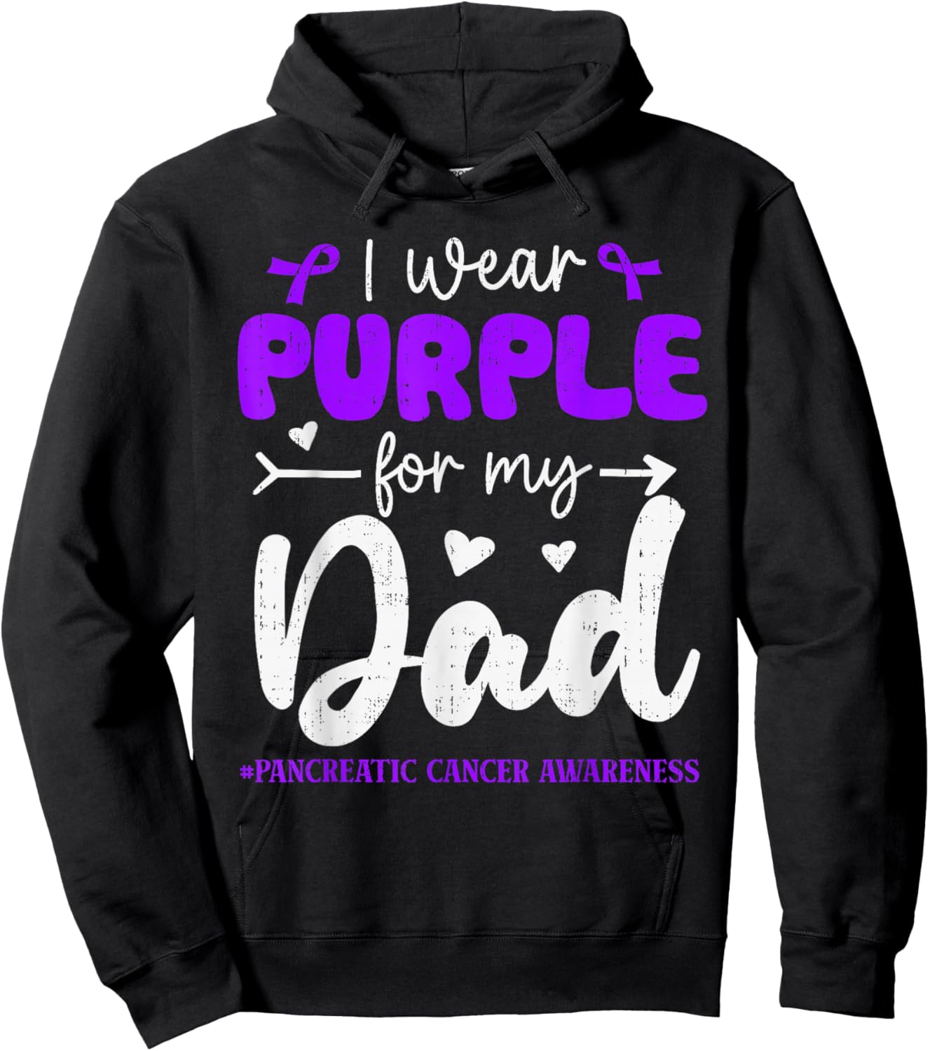 I Wear Purple for Dad Pancreatic Cancer Awareness Family Hoodie - Hoodie | Black