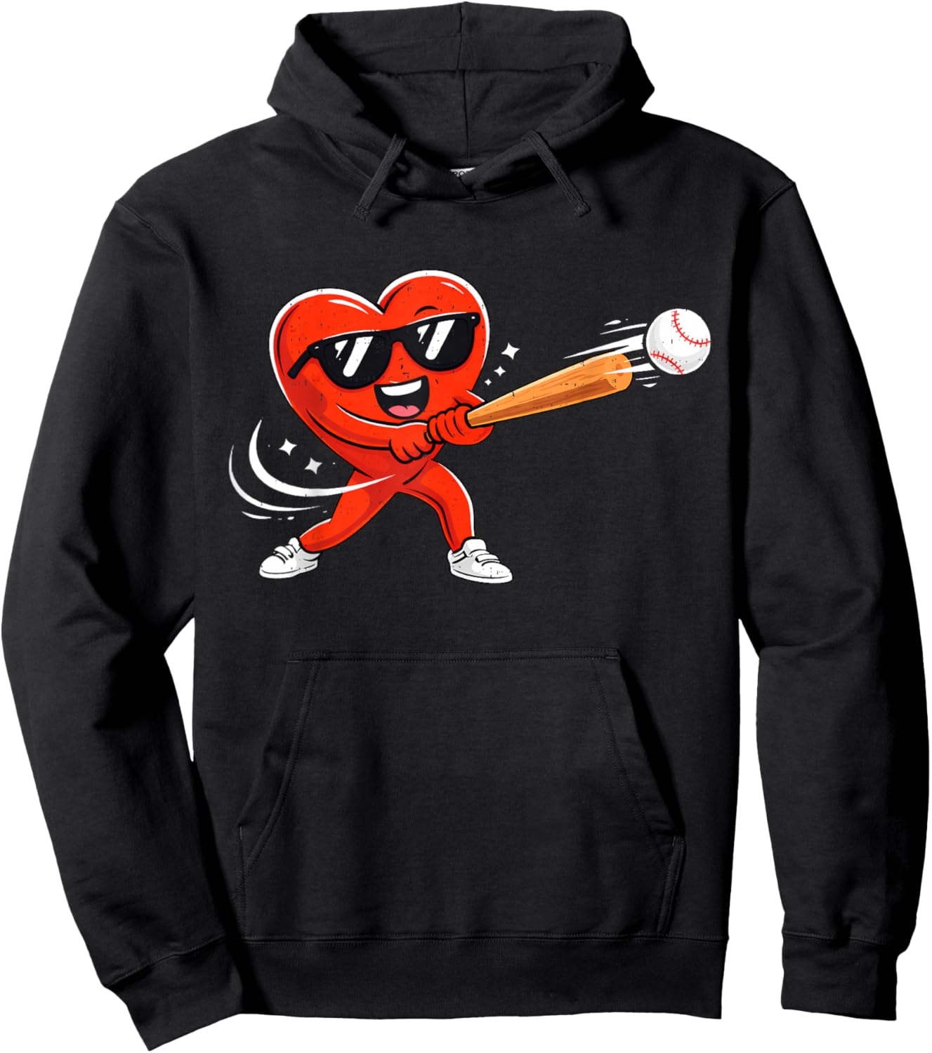 Valentine Baseball Heart Sport Valentines Day Men Boys Kids Hoodie - Hoodie | Black