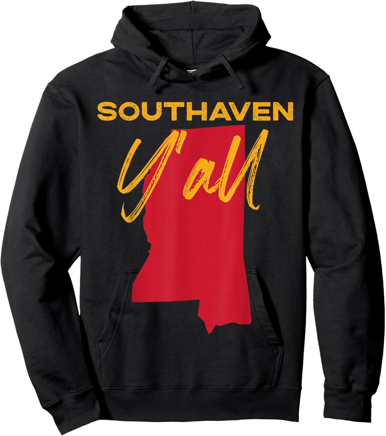 Southaven Mississippi Y'all MS Pride State Map Cute Hoodie - Hoodie | Black