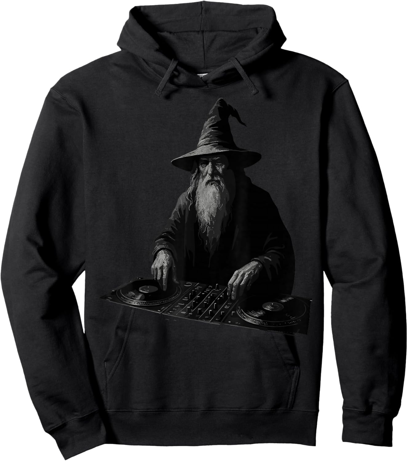 Wizard DJ Scratching Vinyl Turntable EDM Techno Vintage Hoodie - Hoodie | Black