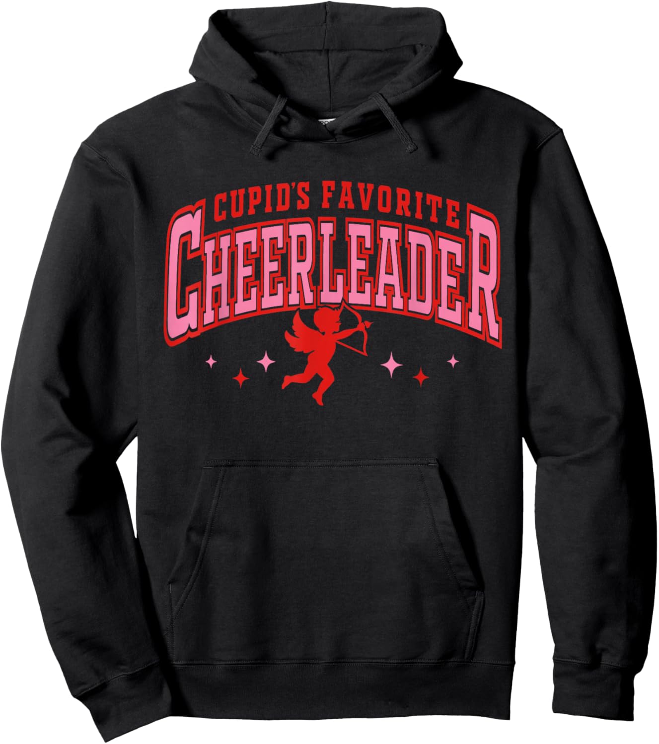 Cupid's Favorite Cheerleader Funny Valentine’s Day Hoodie - Hoodie | Black
