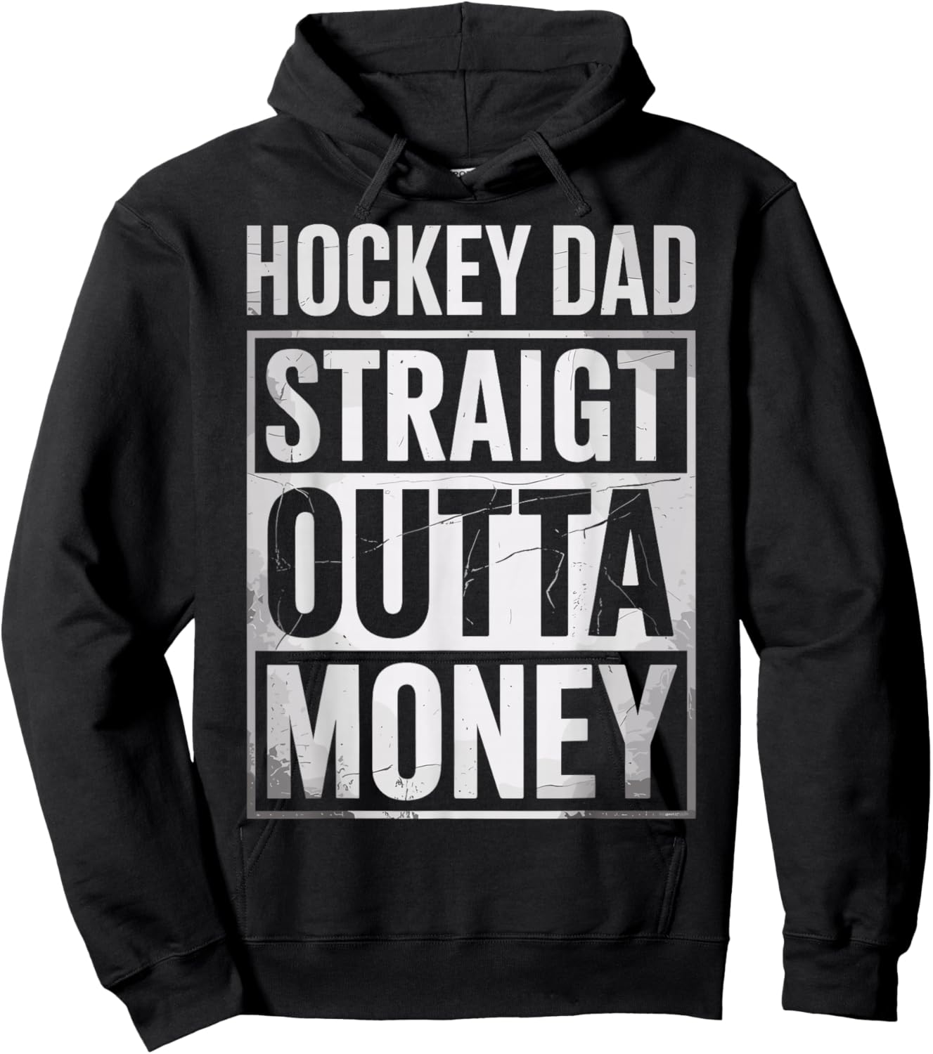 Funny Ice Hockey Dad Straight Outta Money Joke Hockey Fan Hoodie - Hoodie | Black