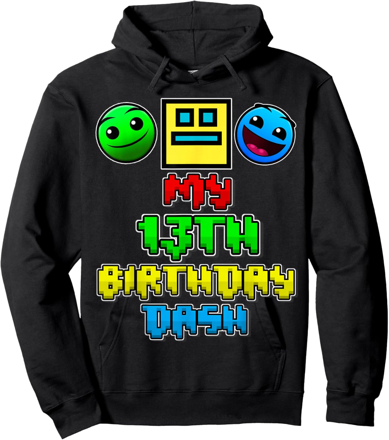 My 13th Birthday Dash Video Game Theme Kid 13 Party Geometry Hoodie - Hoodie | Black